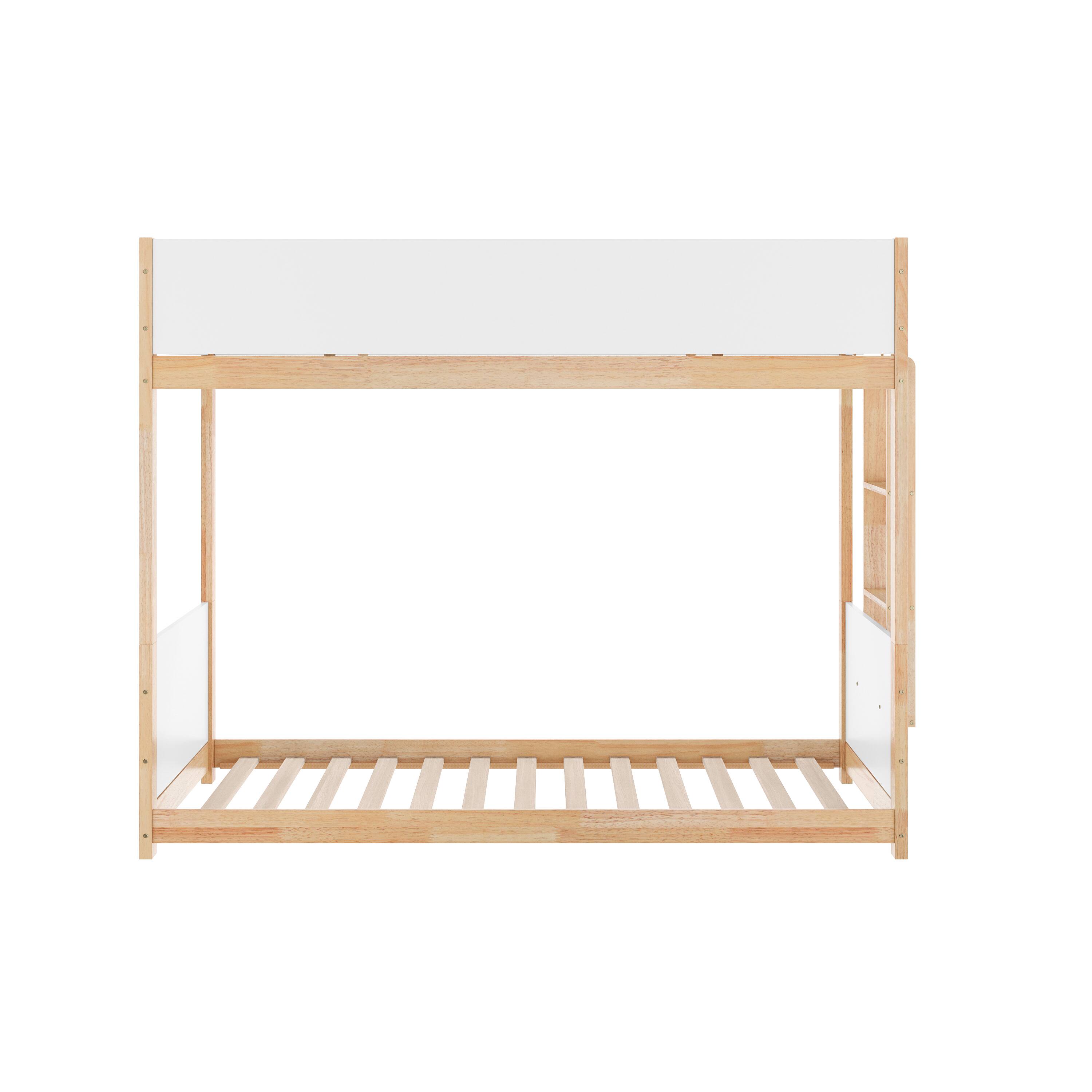 Alt View 7. Emma + Oliver - Samuel Kids Bunk Bed with Convertible, Solid Wood Frame and Easy-to-Climb Ladder with No Box Spring Required - White/Natural.