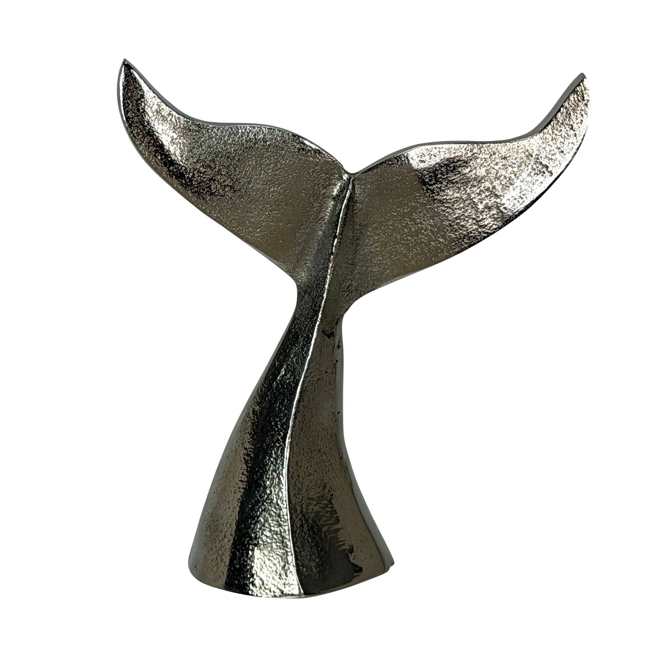 Alt View 1. Things2Die4 - Decorative Whale Tail Bookends Set of 2 Silver Cast Aluminum 7 In - Silver.
