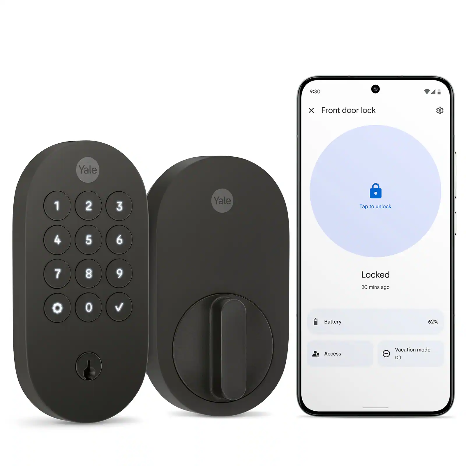 Yale - Smart Lock with Matter, Designed for Google Home; Electronic Deadbolt with Pushbutton Keypad - Matte Black
