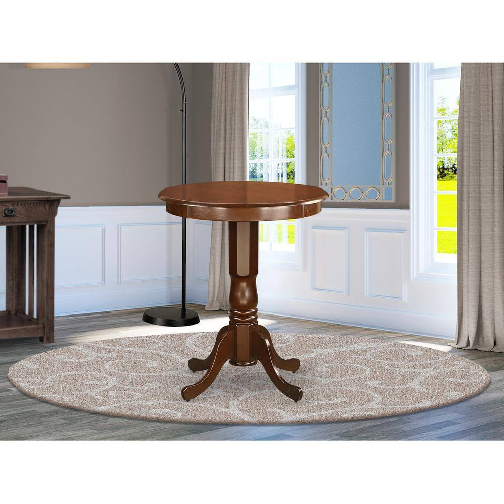 Left. East West Furniture - EDCH3-MAH-C 3 Pc pub Table set-pub Table and 2 Kitchen Dining Chairs. - Mahogany.