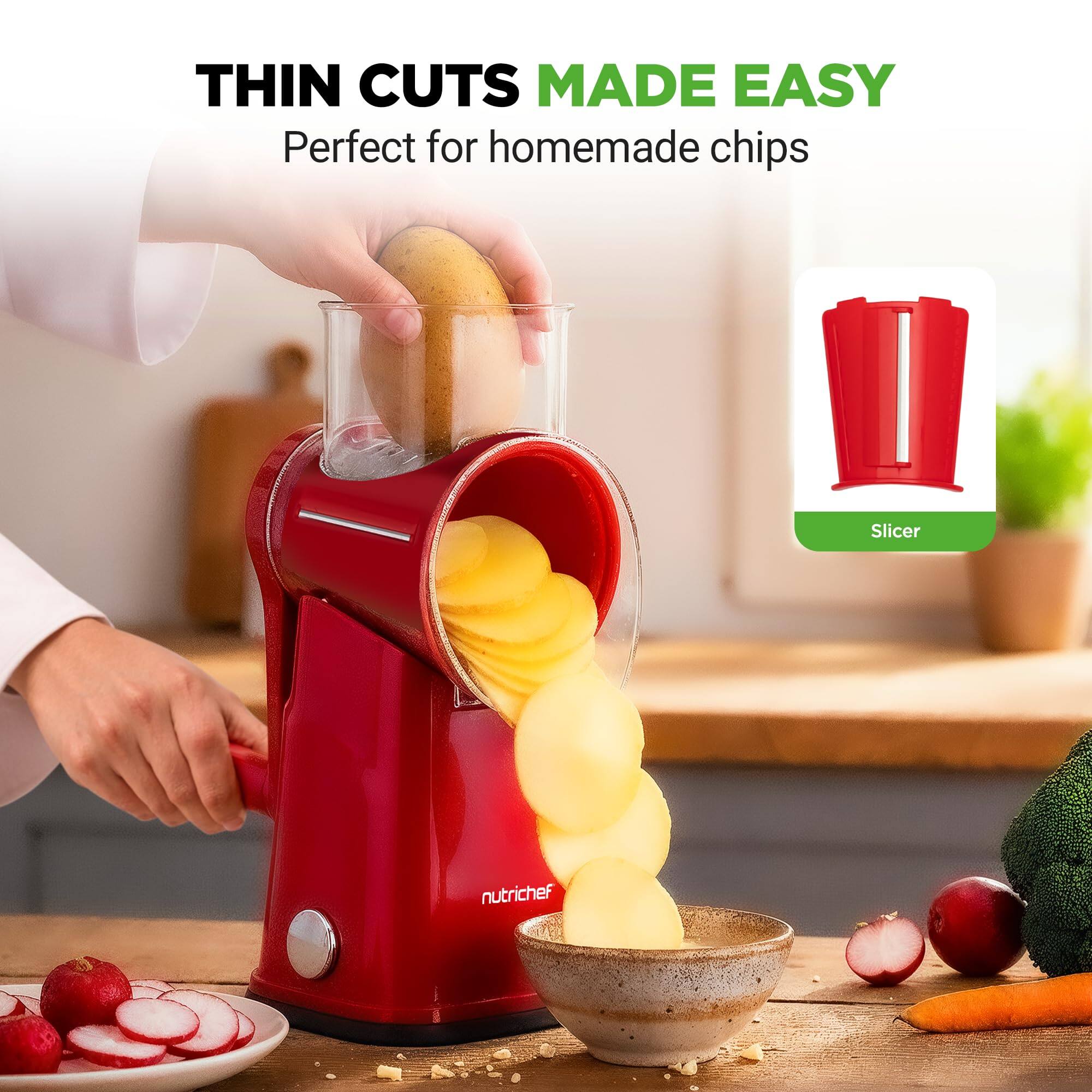 THIN CUTS MADE EASY  
Perfect for homemade chips  
Slicer nutrichef