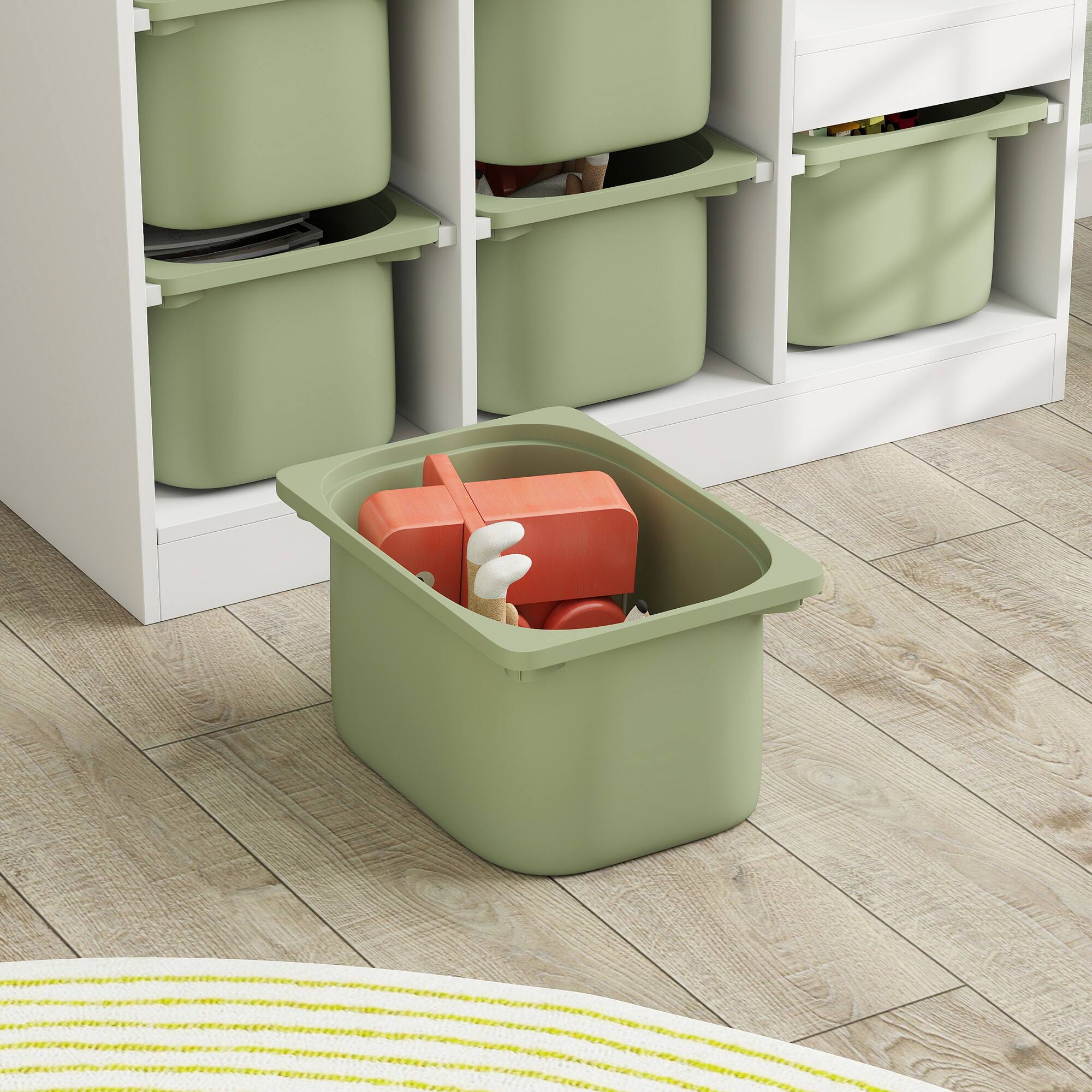 Alt View 6. Qaba - Layers Kids Toy Storage Organizer with 6 Storage Bins, Kids Bookshelf for Ages 3-8 Years, Play Room - Green.