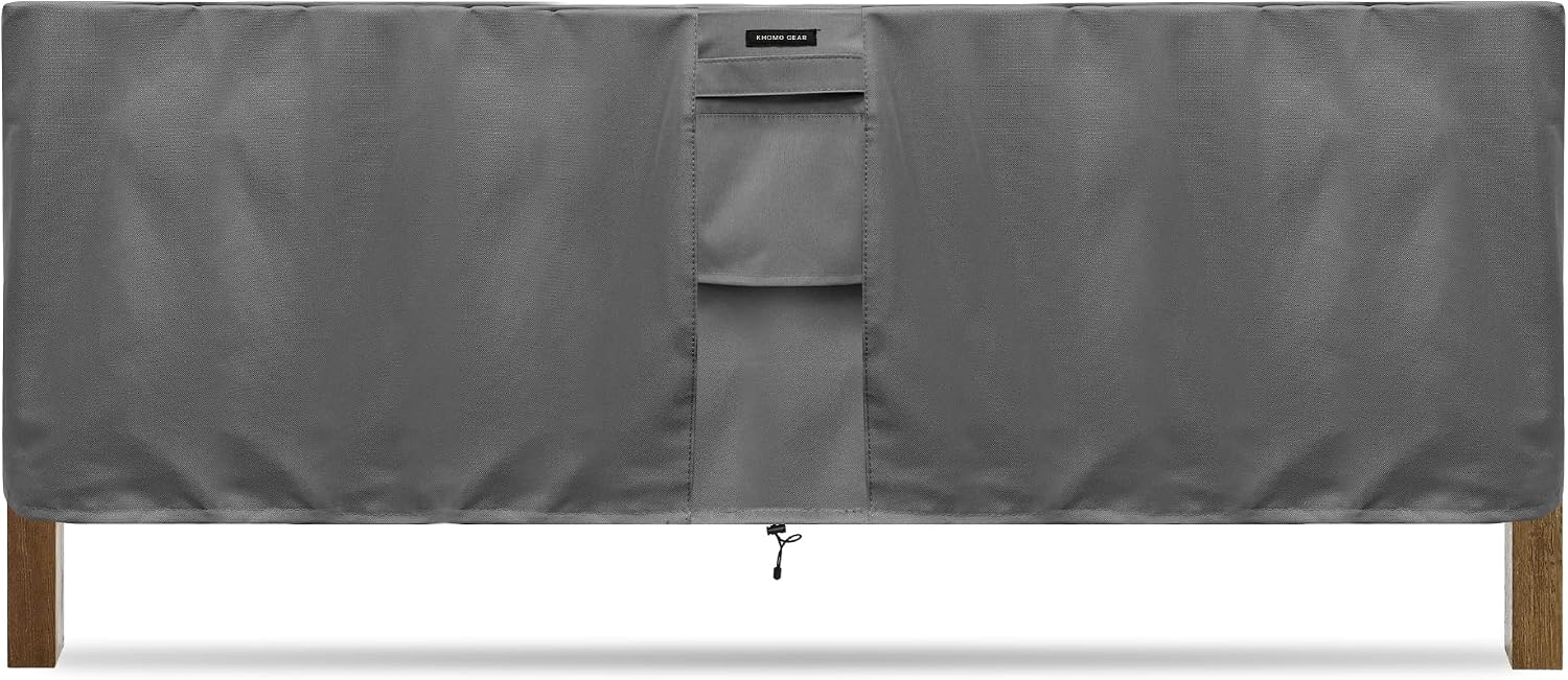 KHOMO GEAR - Waterproof Square Table Cover - Heavy-Duty Outdoor Furniture Protector Fits Patio Coffee Small Square Tables - 60x25x33 - Gray