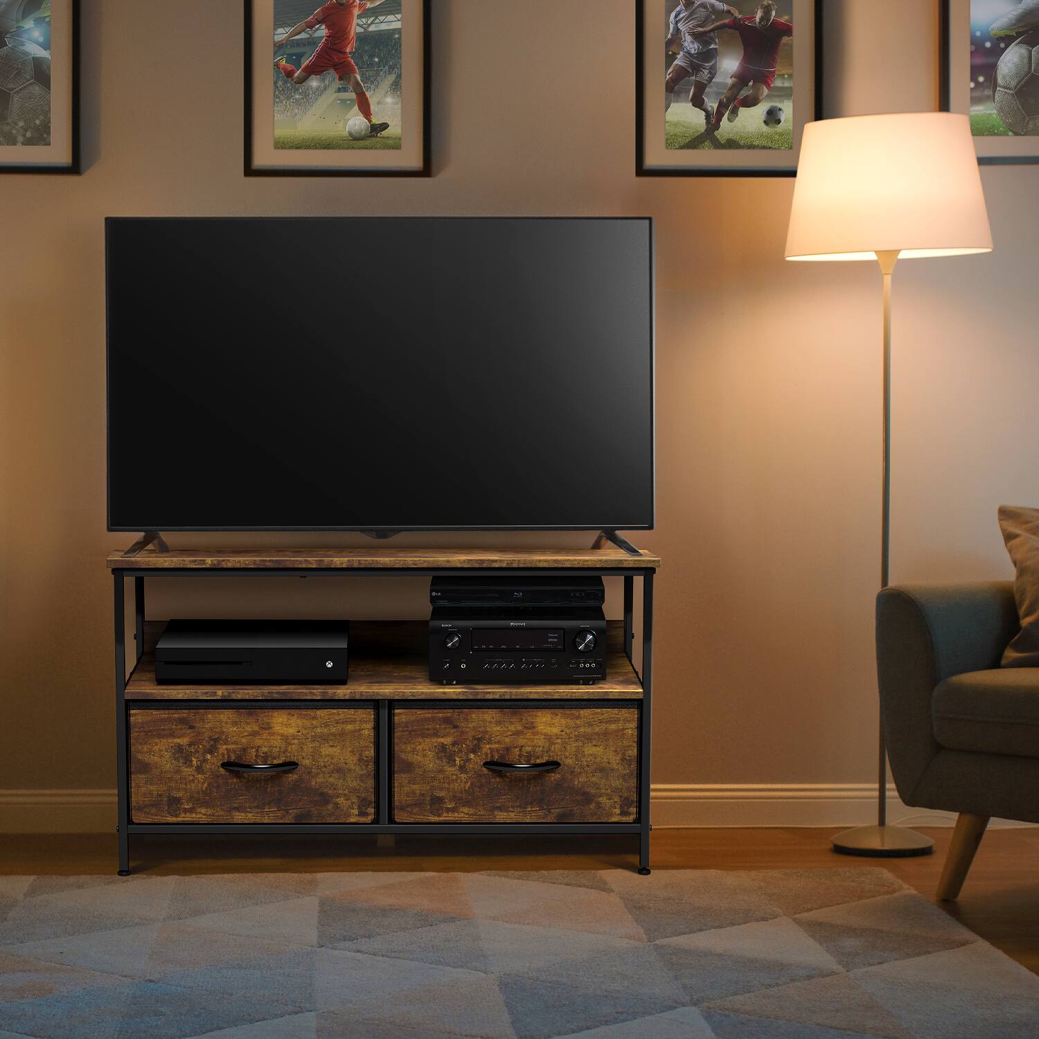 Alt View 5. Sorbus - Sorbus TV Stand Dresser with 2 Drawers - Television Riser Chest with Storage - Bedroom, Living Room, Closet, & Dorm - Rustic wood.