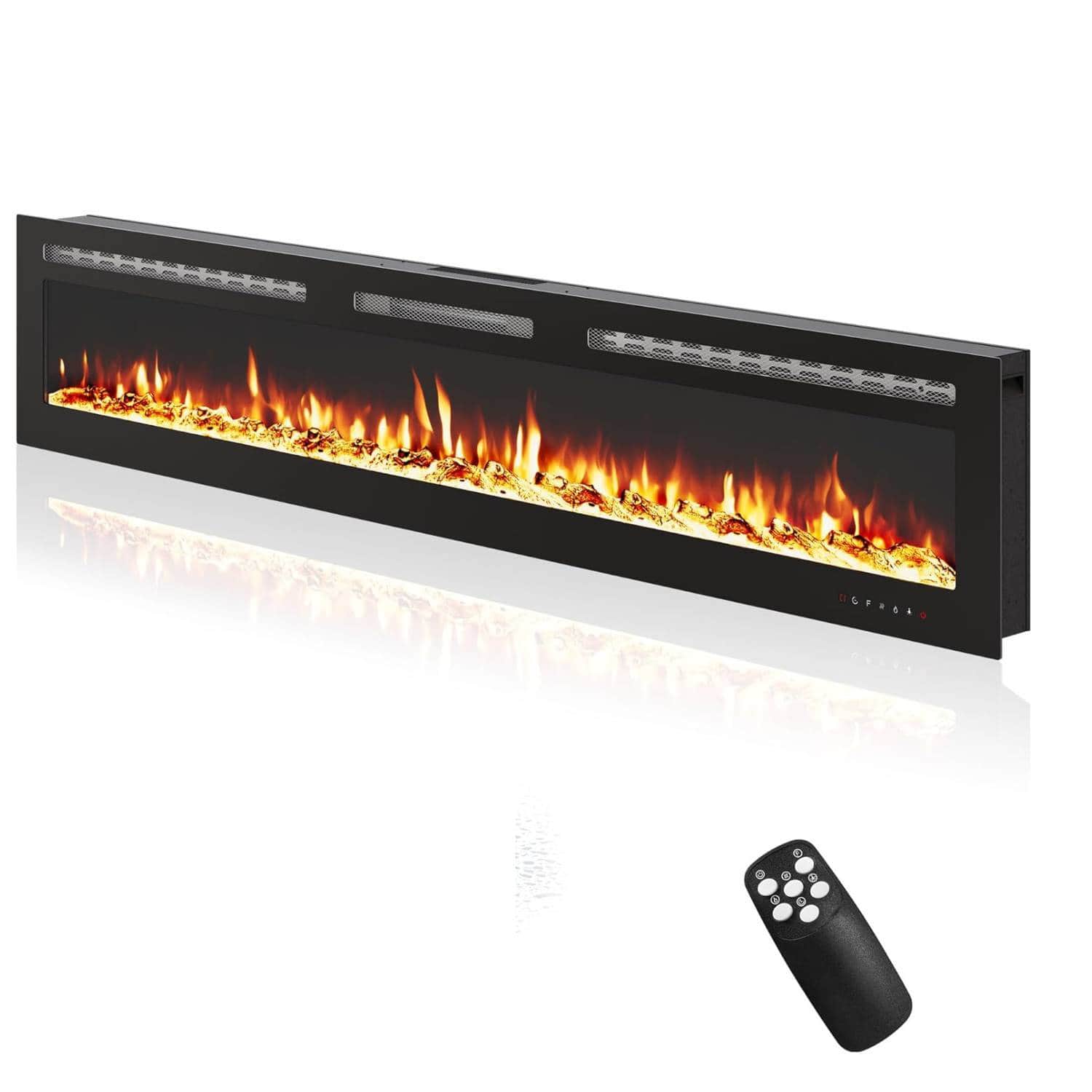 Qeetex - 80 Inch Wall Mounted and Recessed Electric Fireplace Heater for Living Room