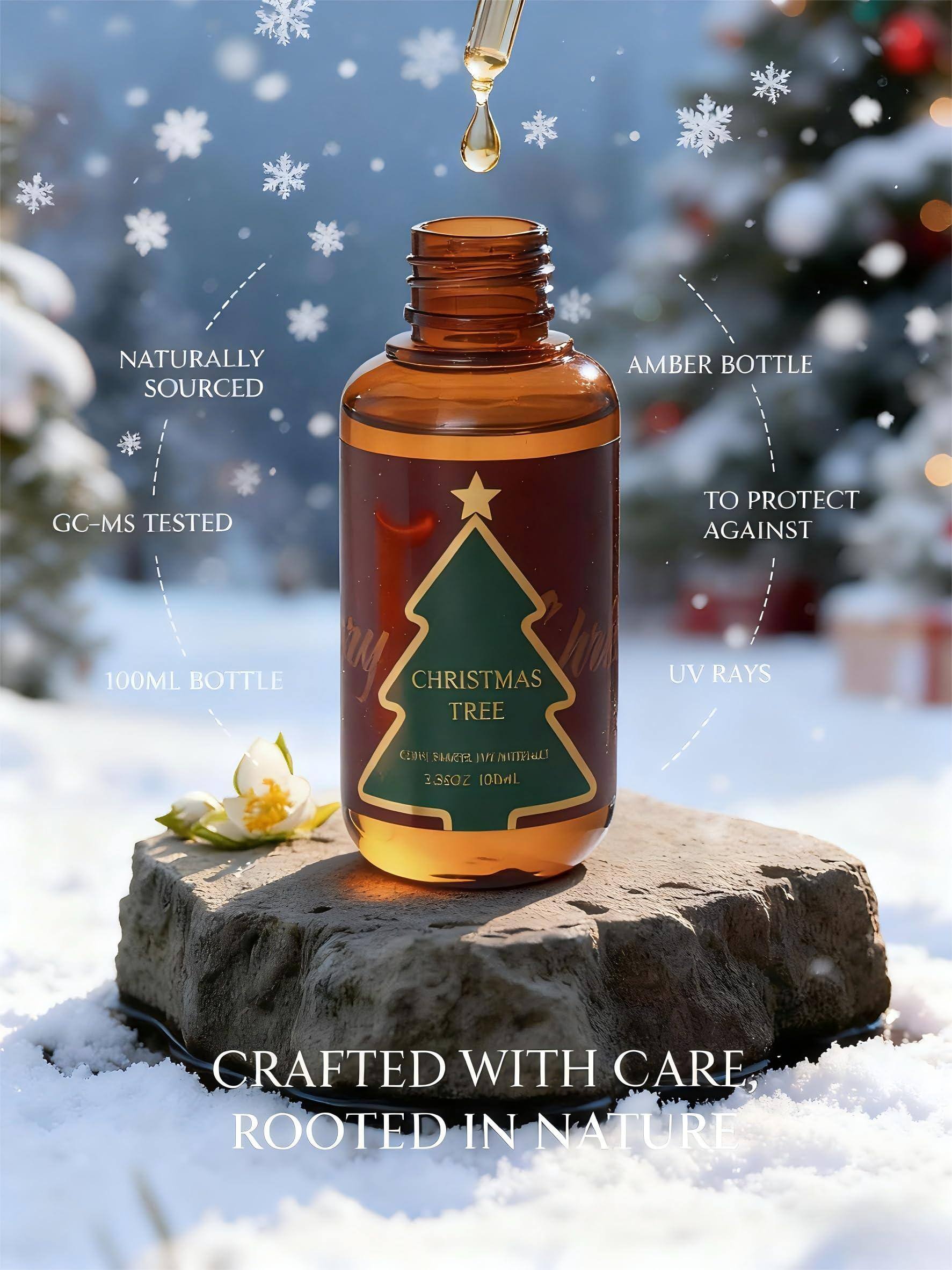 NATURALLY SOURCED  
AMBER BOTTLE  
GC-MS TESTED  
100ML BOTTLE  
TO PROTECT AGAINST  
UV RAYS  
CRAFTED WITH CARE,  
ROOTED IN NATURE