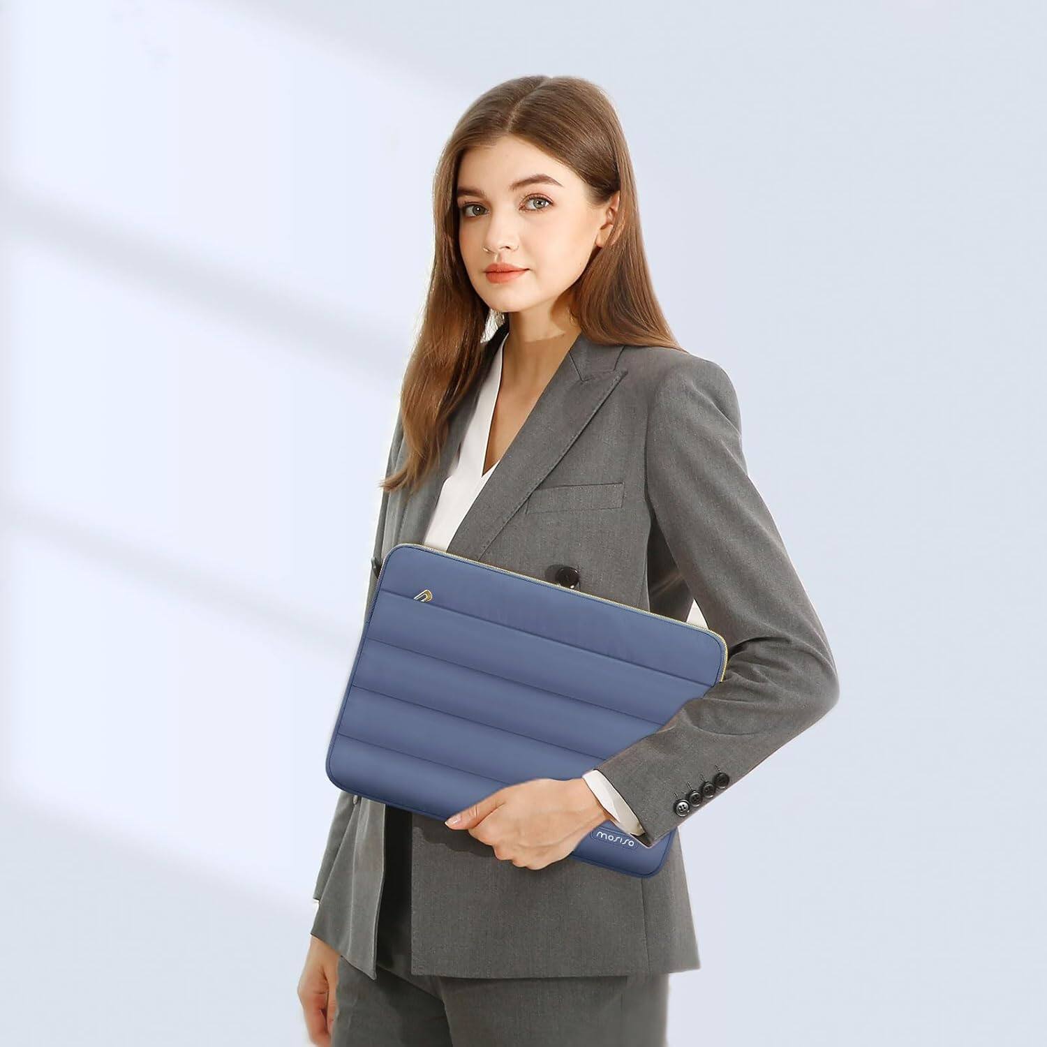 Alt View 1. mosiso - Puffy Laptop Sleeve 15-15.6 inch for MacBook Pro 16, HP Dell ASUS Acer Toshiba Lenovo Notebook - Lavender Gray.