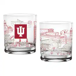 Indigo Falls - Indiana Hoosiers Two-Pack 14oz. Campus Line Art Glass - Multicolor