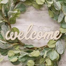 Angle. BreeBe - *Hanging Ivory Script Welcome Sign - Ivory.