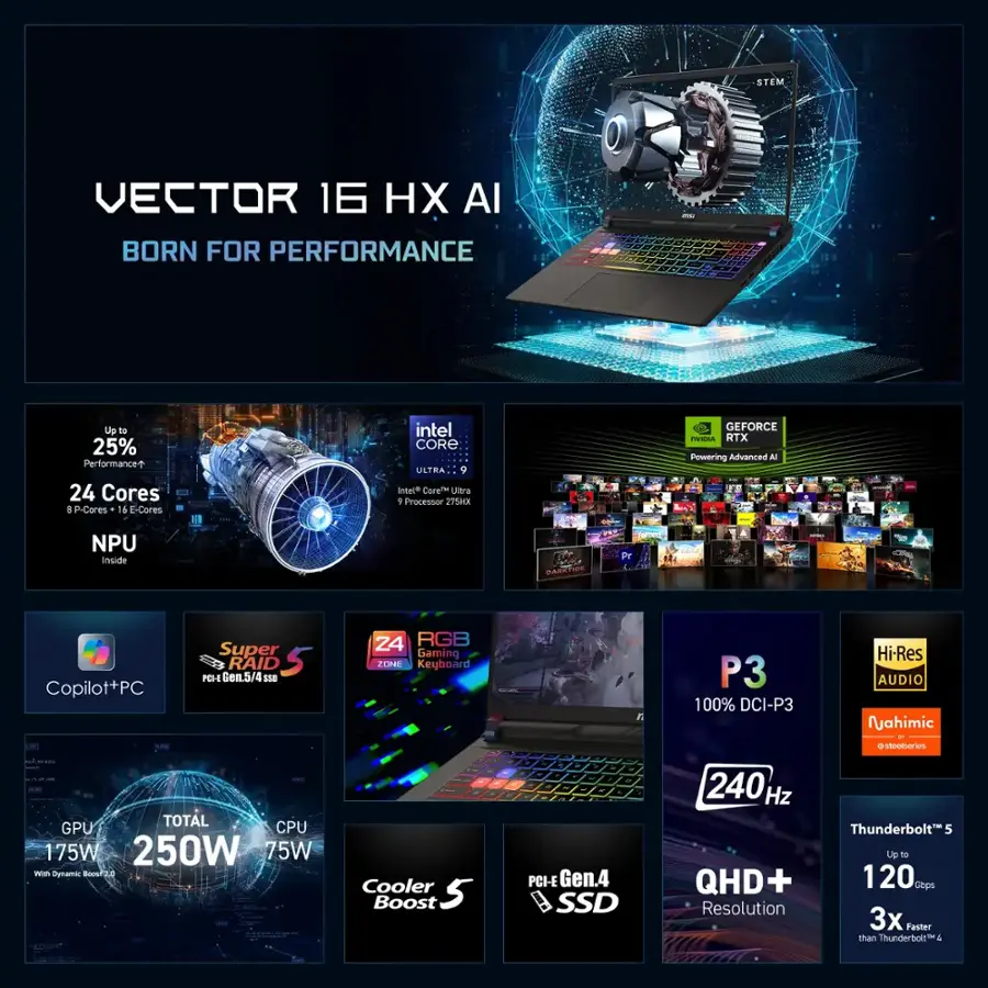 STEM VECTOR 16  AI BORN FOR PERFORMANCE   -  1 UpN to 25% Performance  24 Cores  16 E-Cores   intel CORE i9   Ultra Processor  275HX   GEFORCE RTX   Powering Advanced AI NPU inside   DAESTIDE   P.Cores  16 E-Cores   intel CORE i9   Ultra Processor  275HX   GEFORCE RTX   Powering Advanced AI NPU inside   DAESTIDE   P.Cores  16 E-Cores   intel CORE i9   Ultra Processor  275HX   GEFORCE RTX   Powering Advanced AI NPU inside   DAESTIDE   P.Cores  16 E-Cores   intel CORE i9   Ultra Processor  275HX   GEFORCE RTX   Powering Advanced AI NPU inside   DAESTIDE   P.Cores  16 E-Cores   intel CORE i9   Ultra Processor  275HX   GEFORCE RTX   Powering Advanced AI NPU inside   DAESTIDE   P.Cores  16 E-Cores   intel CORE i9   Ultra Processor  275HX   GEFORCE RTX   Powering Advanced AI NPU inside   DAESTIDE   P.Cores  16 E-Cores   intel CORE i9   Ultra Processor  275HX   GEFORCE RTX   Powering Advanced AI NPU inside   DAESTIDE   P.Cores  16 E-Cores   intel CORE i9   Ultra Processor  275HX   GEFORCE RTX   Powering Advanced AI NPU inside   DAESTIDE   P.Cores  16 E-Cores   intel CORE i9   Ultra Processor  275HX   GEFORCE RTX   Powering Advanced AI NPU inside   DAESTIDE   P.Cores  16 E-Cores   intel CORE i9   Ultra Processor  275HX