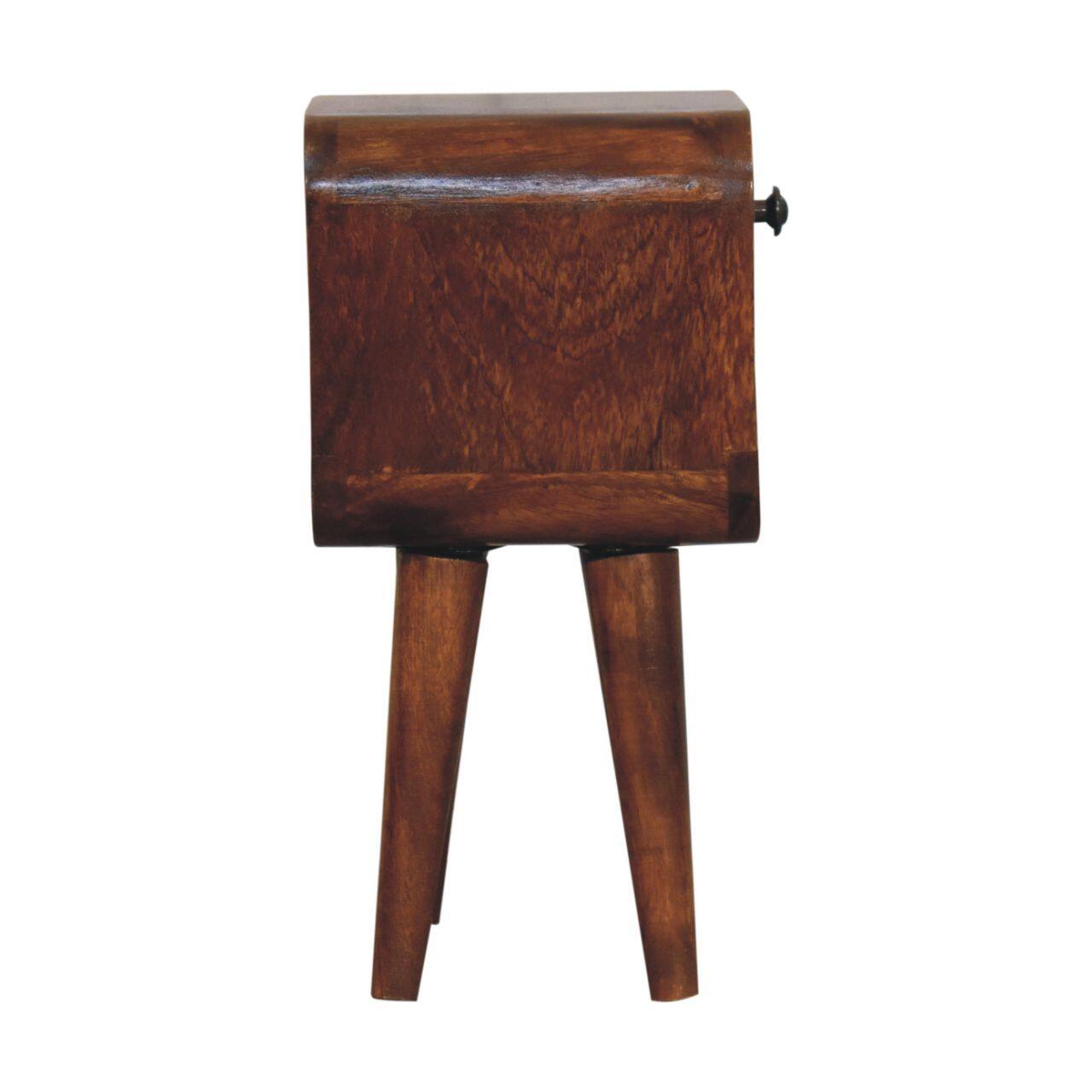 Alt View 5. Artisan Furniture - Artisan Furniture Solid Wood Extra Mini Chestnut Curve Lower Bedside, 1 Drawer, 1 Open Slot, Dark Brown - Dark Brown.