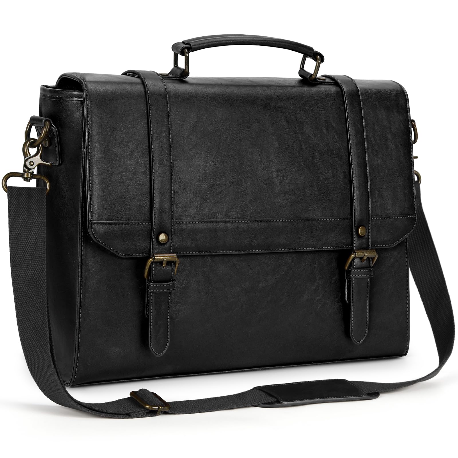 Front. Skar Audio - Messenger Bag For Men Vintage Leather Waterproof Laptop Briefcase Large Computer Satchel Retro Shoulder - Black 18 inch.