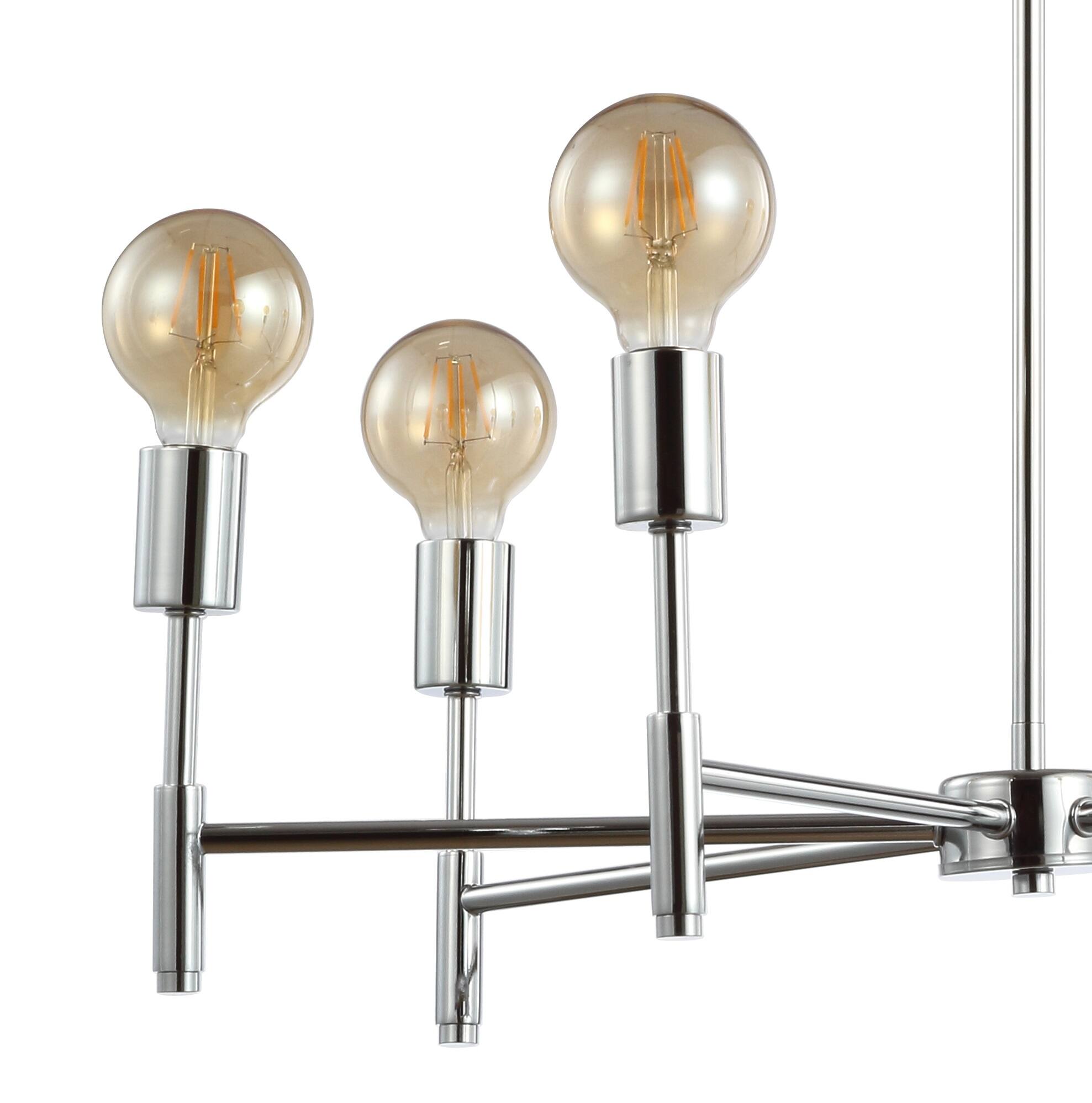 Alt View 4. Jonathan Y - Turing 28.5" Adjustable Height Metal LED Chandelier, Chrome - Chrome.