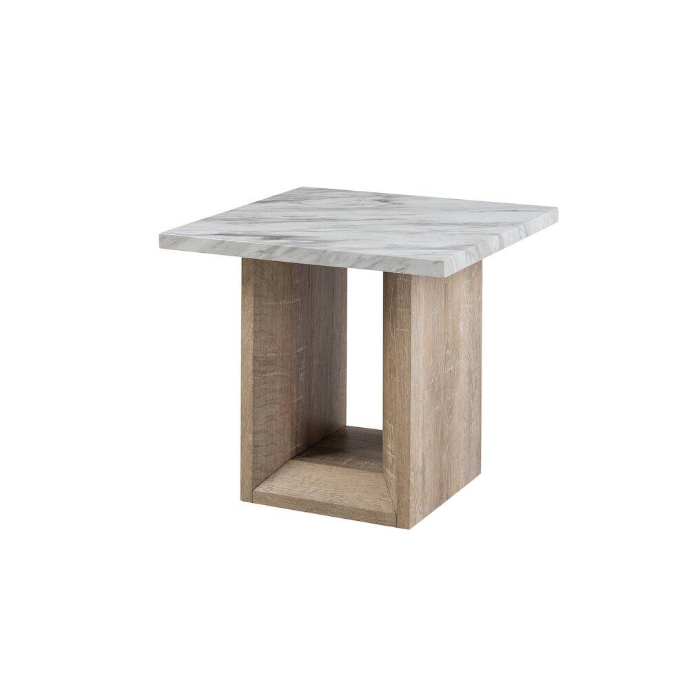 Angle. Global Furniture USA - Contemporary End Table, Natural,White - Brown.