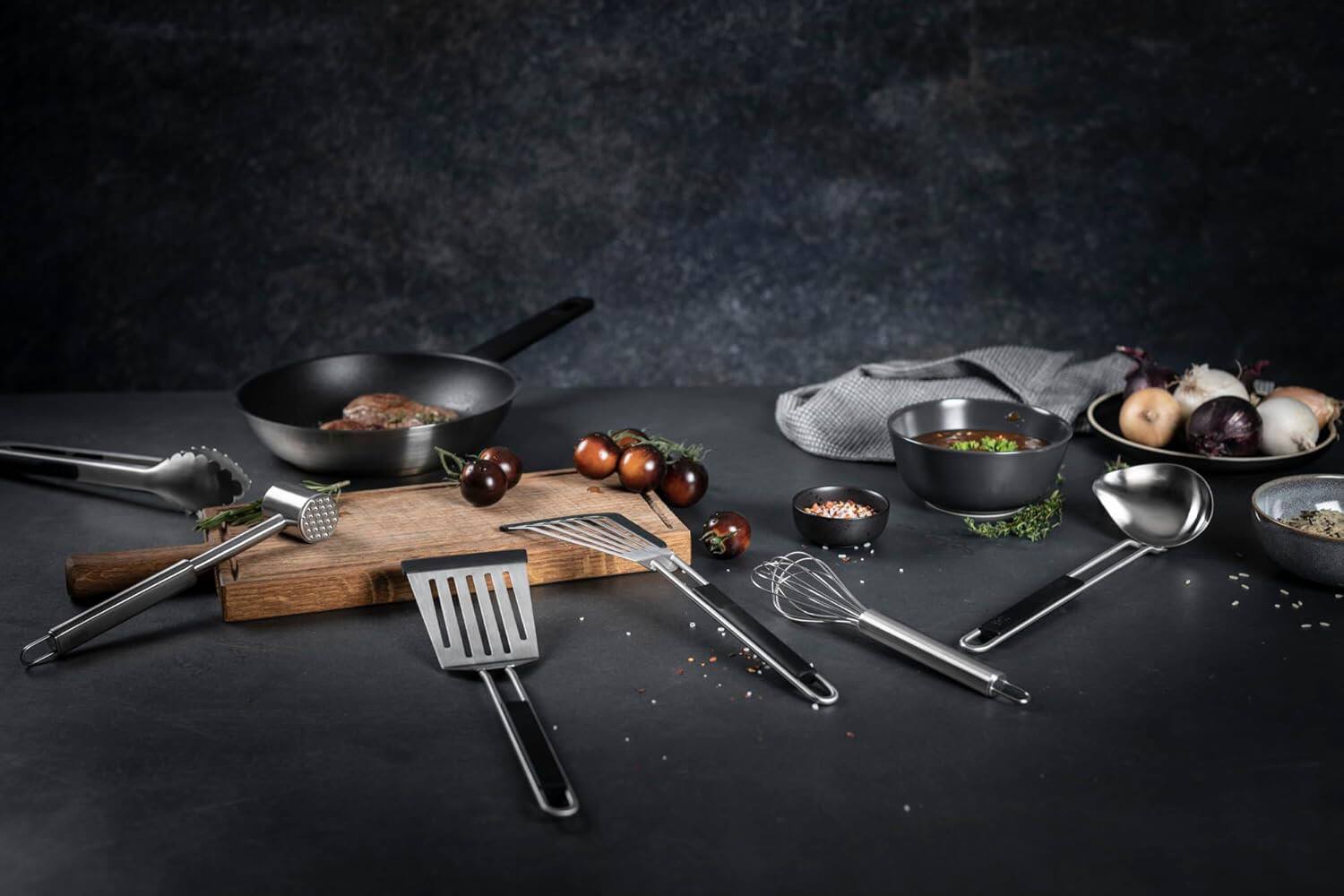 Alt View 1. Kuhn Rikon - Essential Soft Edge Turner Spatula with Flexible Silicone Blade - Black.