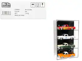 Mijo Exclusives - Showcase 4 Car Display Case Wall Mount with Black Back Panel "Mijo Exclusives" for 1/24-1/25 Scale Models