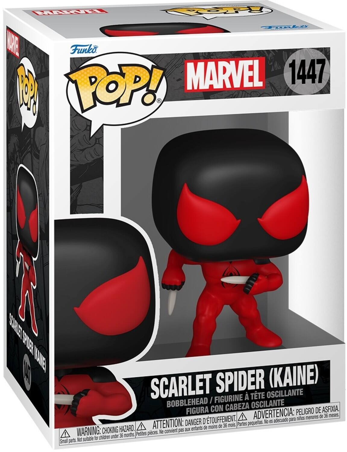 FARil FOP Tpky AE Funko MARVEL 1447 M POP! R SARET SE KE YANE SCARLET SPIDER (KAINE) FIGURINE  TTE OSCILANTE BOBBLEHEAD I OSCILANTE FIGURA CON CABEZA DE ASFIXIA ADVERTENCIA: PELIGRO DE ASFIXIA. ATTENTION: DANGER D'ETOUFFEMENT. Partes pequerias. No es adecuado para menores de 36 mois. CHOKING HAZARD. WARNING: CHOKING HAZARD. Small parts. Not suitable for children under 36 months. Petites pièces. Ne convient pas aux enfants.