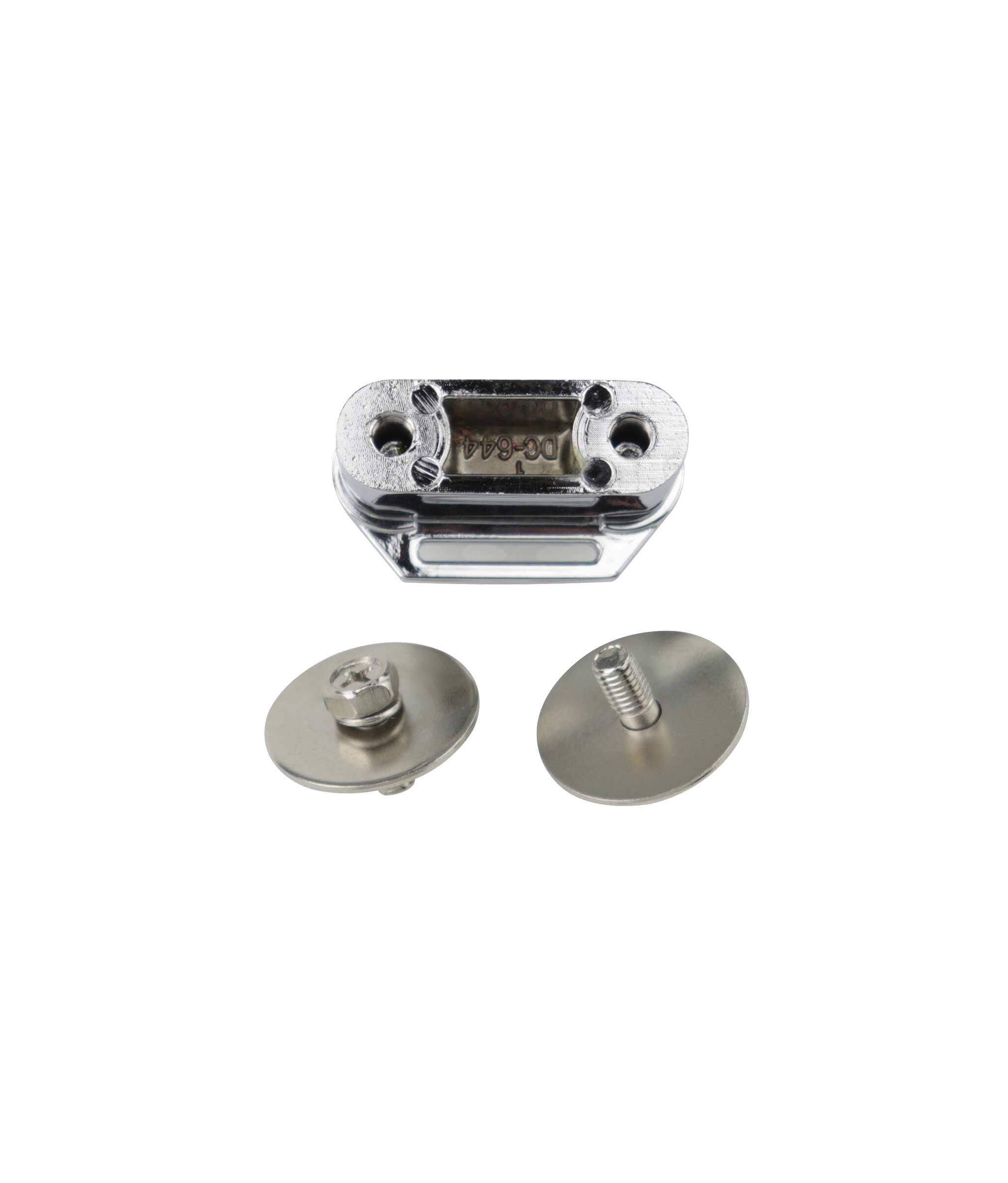 Back. Gibraltar Hardware - Dunnett Snare Drum Butt Plate, Low Profile Die-Cast Design, Matches R4 or R7 Throw Offs, 25mm Mounting Screw Distance.