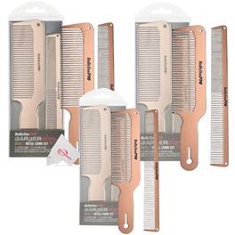 3 Packs BaByliss Pro Barberology RoseFX Metal Comb Set Clipper Comb Cutting Comb - Rose Gold