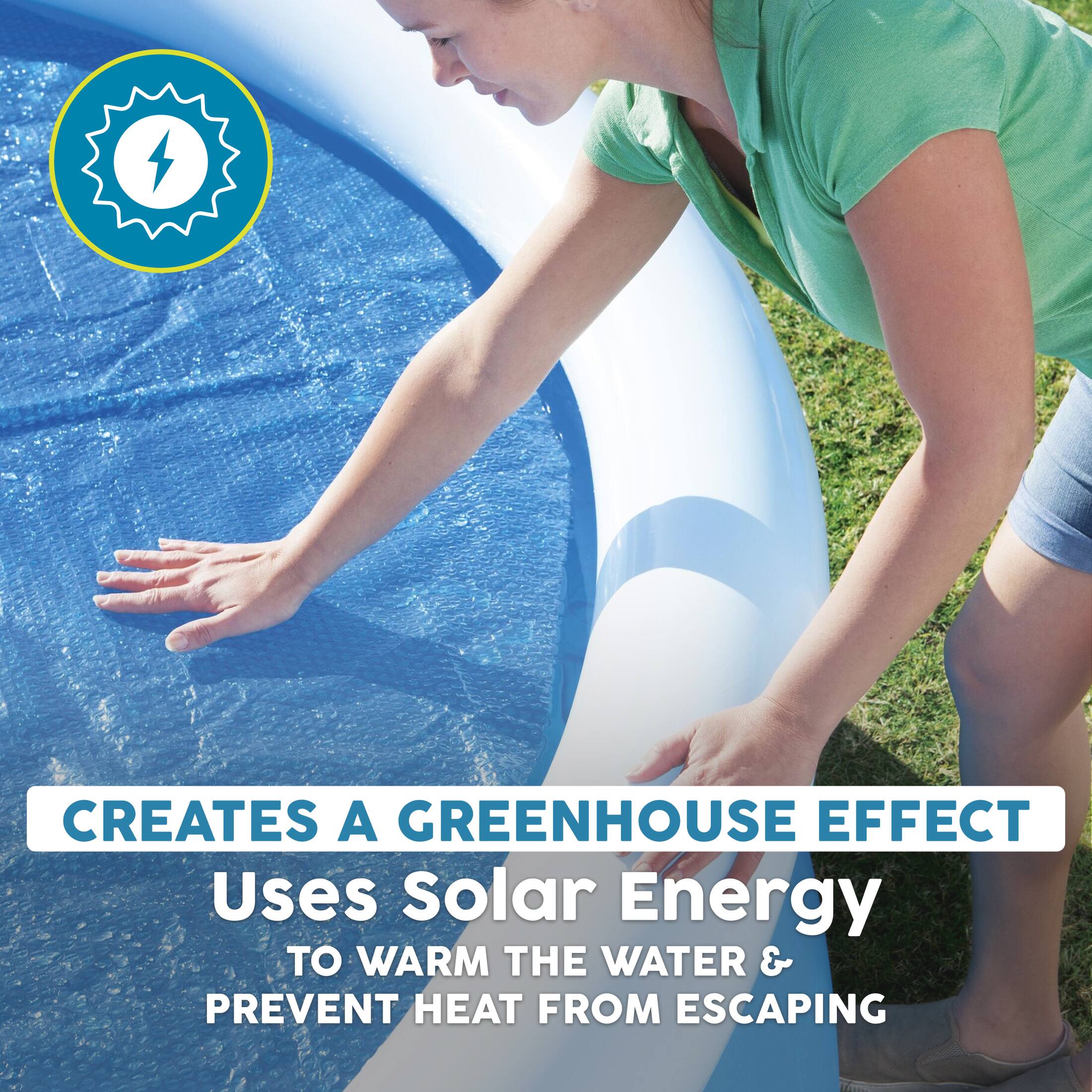 CREATES A GREENHOUSE EFFECT  
Uses Solar Energy  
TO WARM THE WATER &  
PREVENT HEAT FROM ESCAPING