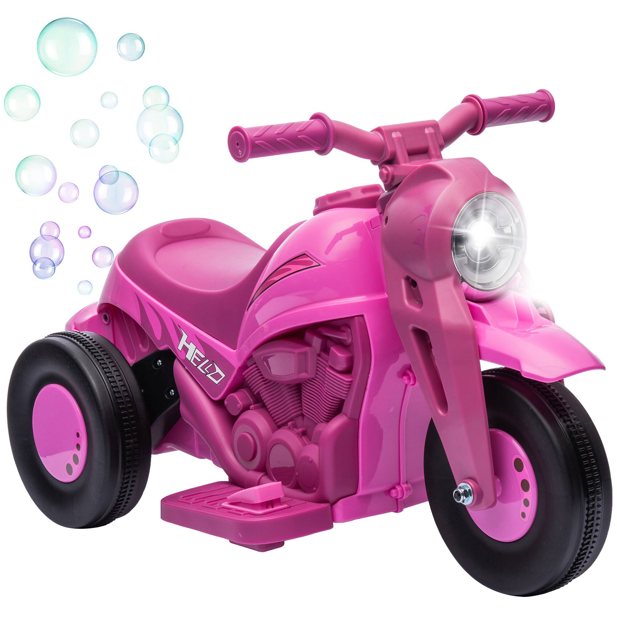 Front. Ecooso - 6V Kids Electric Bubble Motorcycle with Music, LED Headlight, and 3-Wheel Design - Pink.