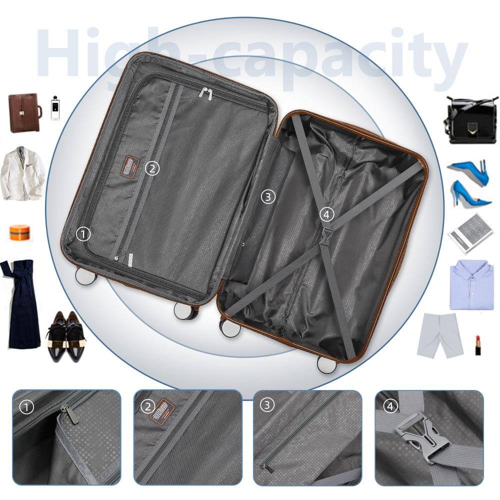 Alt View 1. BreeBe - Luggage Sets 6 Piece Hardside Expandable Suitcases with Two Cosmetic Cases Spinner Wheels TSA Lock - Black Brown.