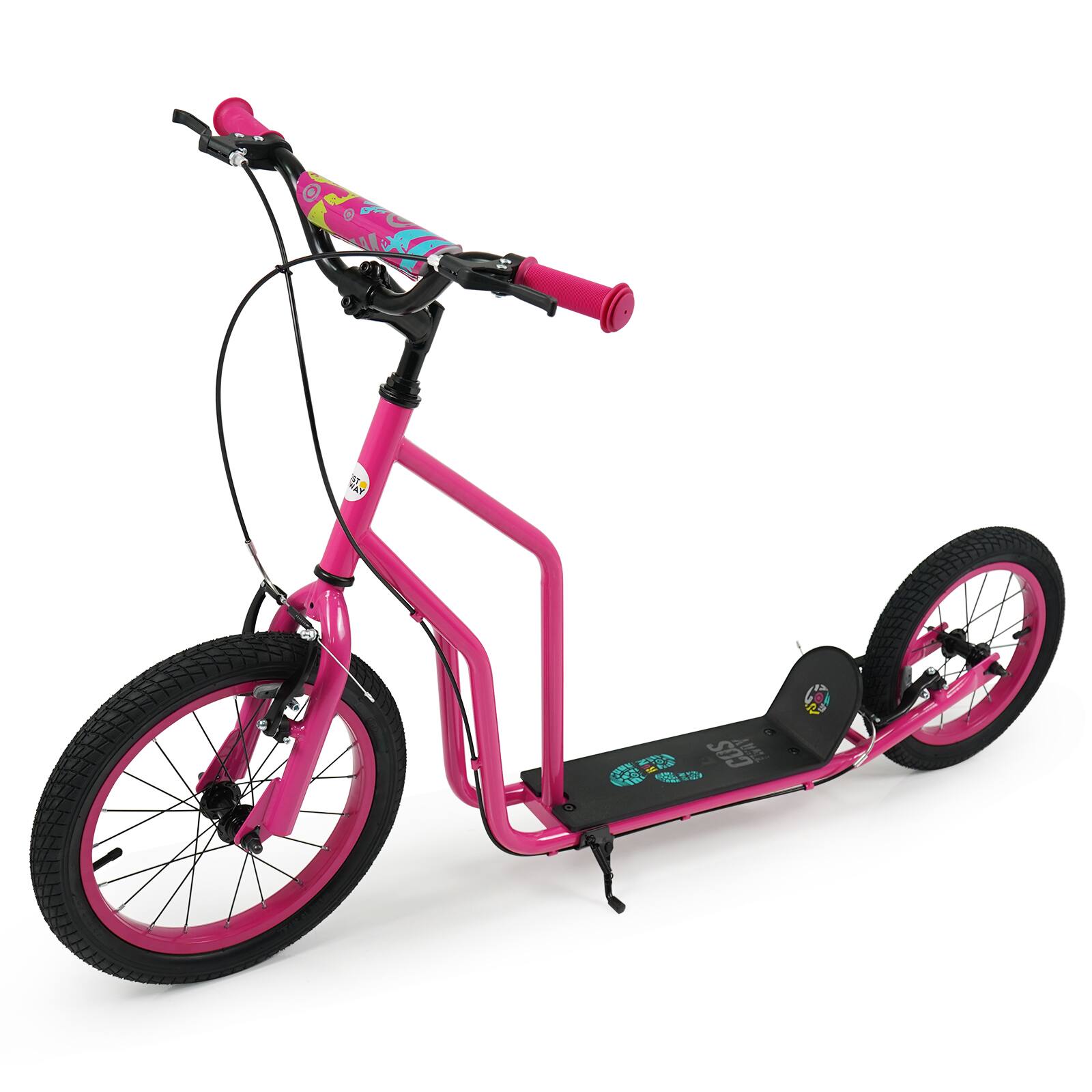 Front. Costway - Costway Youth Scooter Kick Scooter with Adjustable Handlebar Dual Brakes for Teens - Pink.
