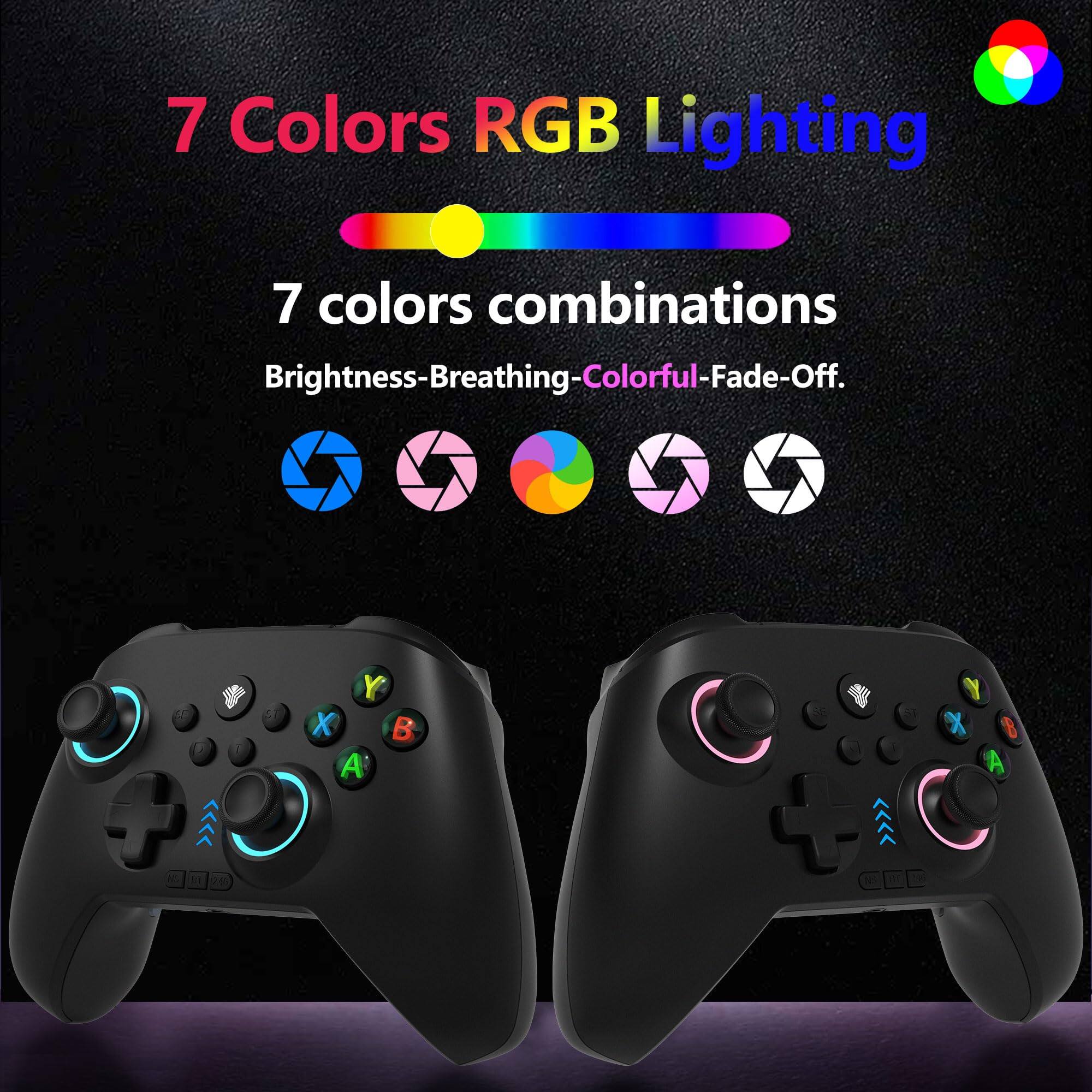 7 Colors RGB Lighting  
7 colors combinations  
Brightness-Breathing-Colorful-Fade-Off.