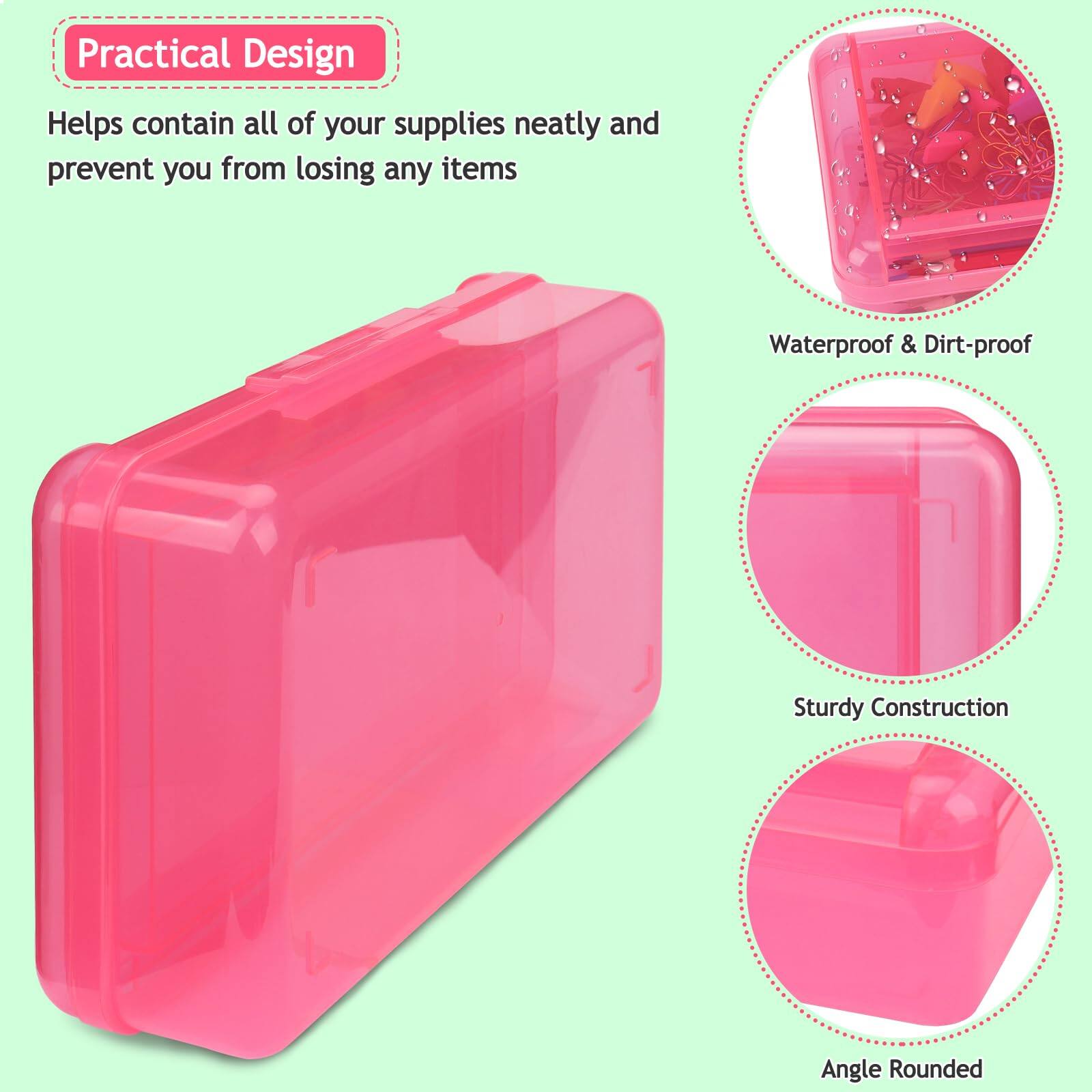 Practical Design  
Helps contain all of your supplies neatly and prevent you from losing any items  

Waterproof & Dirt-proof  

Sturdy Construction  

Angle Rounded