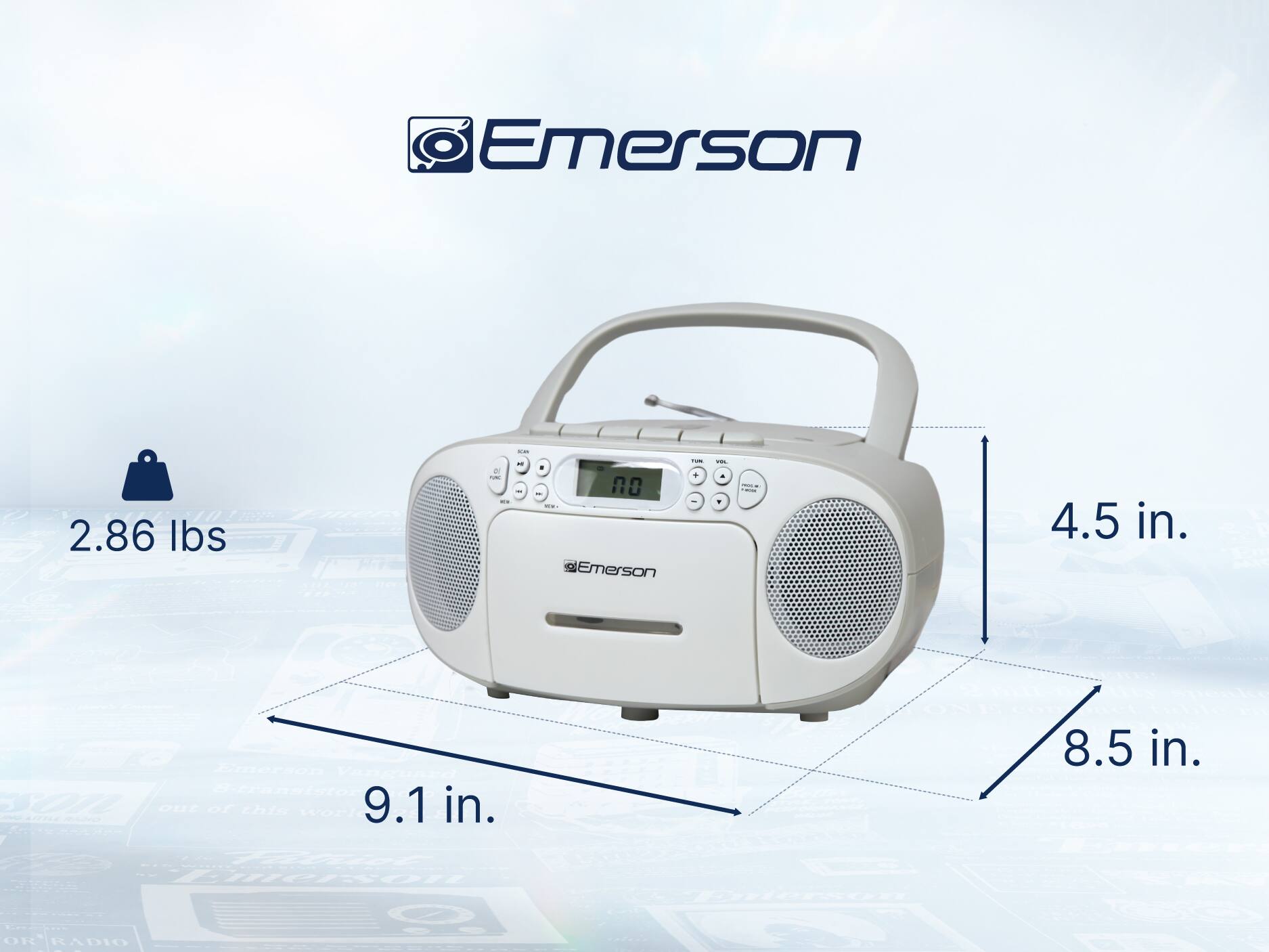 Emerson - 2.86 lbs - 4.5 in. - 8.5 in. - 9.1 in.