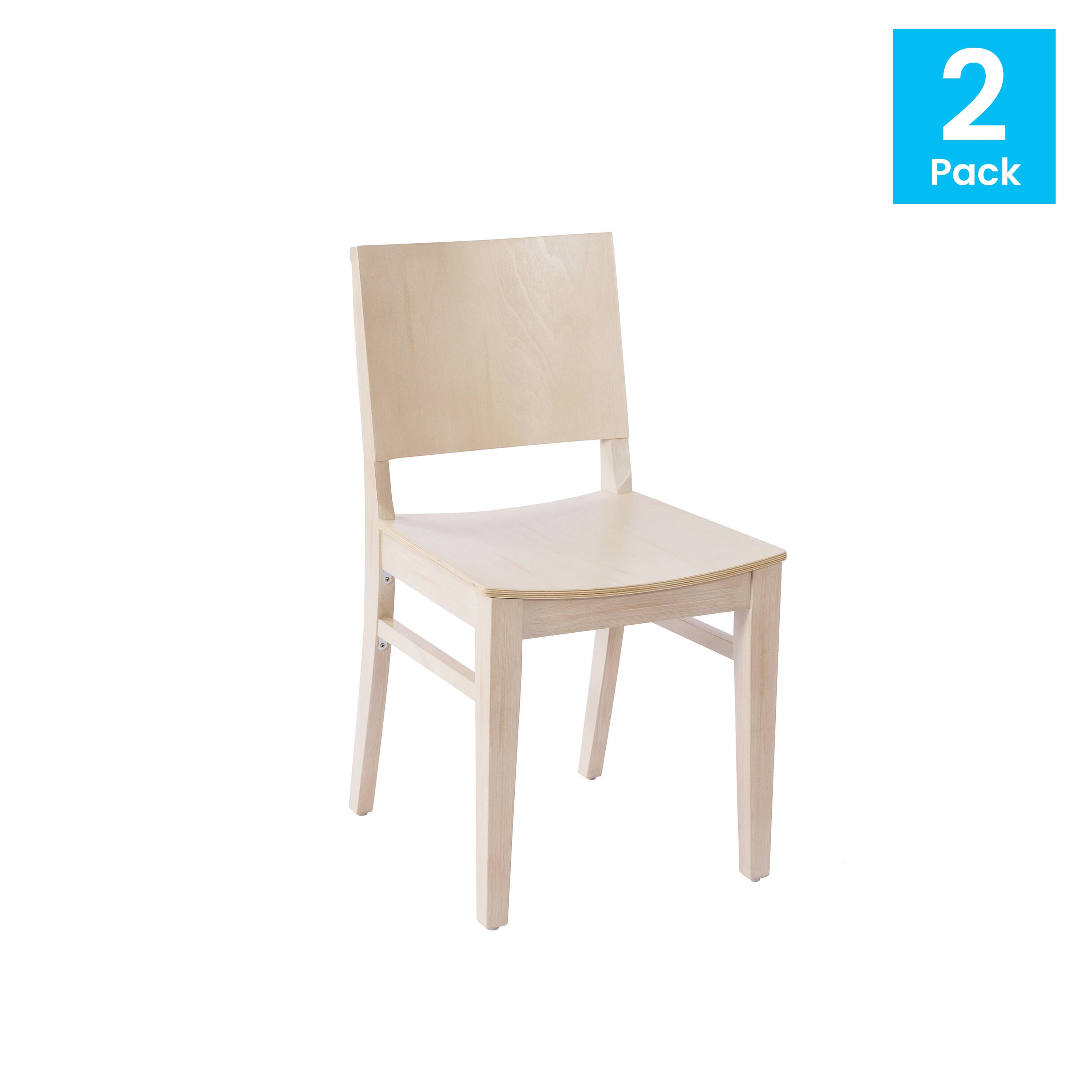 Alt View 1. Emma + Oliver - Spencer Set of 2 Dining Chairs with Curved Backrests and Solid Wood Constructions - Antique White.