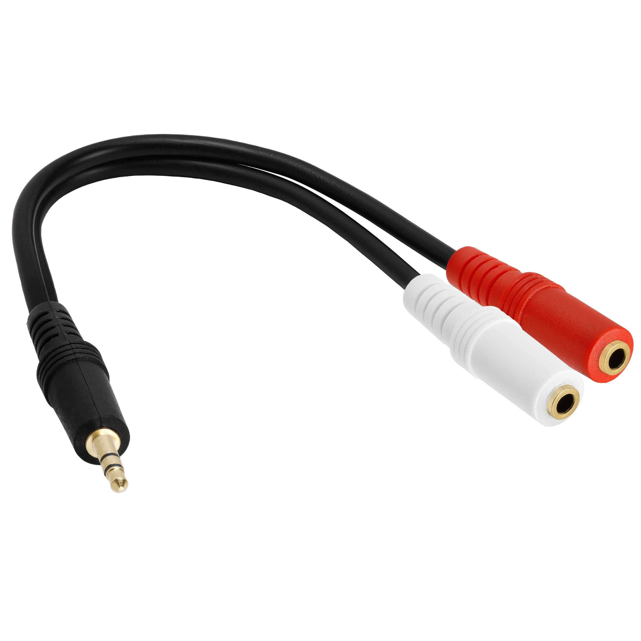 Front. Cmple.com - Cmple - Stereo Audio Y Adapter Cable, 3.5mm to RCA & RCA Splitter, Male to Female AUX Cable - AUX M to 2 F Stereo - Black.