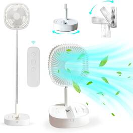 Loheer - Portable Pedestal Fan Foldable Standing Fan Rechargeable Telescopic Desk Fan with Remote for Outdoor Camping