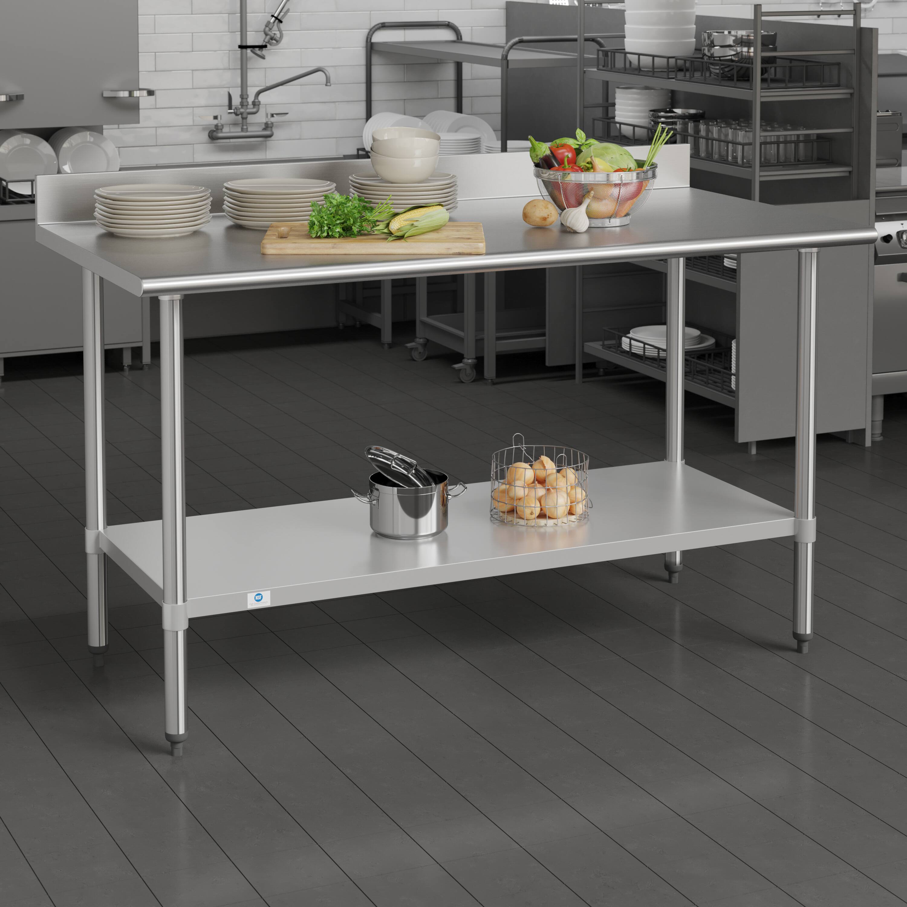 Alt View 1. Flash Furniture - Reese Commercial Grade 430 Stainless Steel 18 Gauge NSF Certified 30" x 60" Kitchen Prep and Work Table with Adjustable - Gray.
