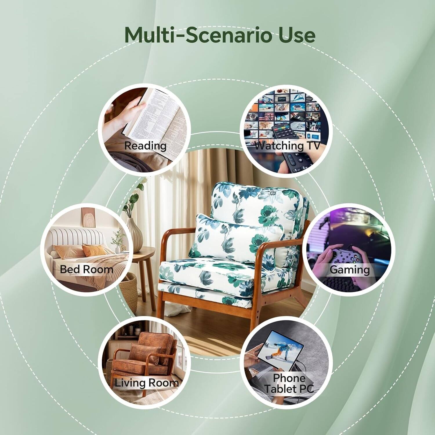 Multi-Scenario Use

- Reading
- Watching TV
- Gaming
- Phone Tablet PC
- Bed Room
- Living Room
