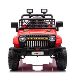 GAOMON - 12V Kids Ride On Truck Electric Vehicle for Toddlers with Remote Control, 4-Wheel Suspension, LED Lights, and Music - Bright Red