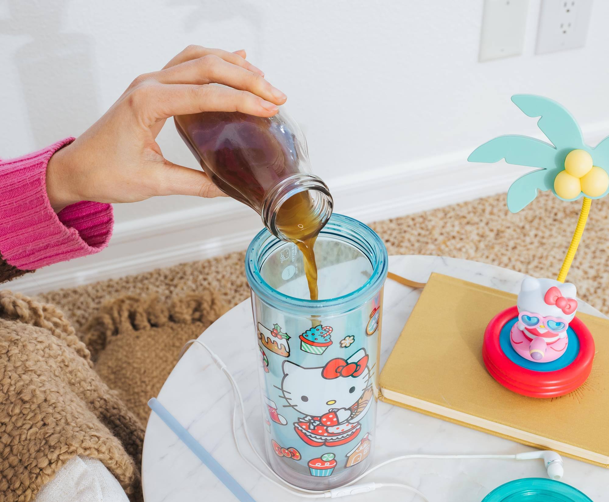 Alt View 3. Silver Buffalo - Sanrio Hello Kitty Holiday Baking 20-Ounce Carnival Cup With Lid and Straw - Aqua.