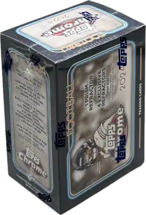 2024 Topps Chrome Football
- 300 Base Set
- Look for high-end inserts such as Urban Legends, 1974 Topps, Future Stars, Youthquake, and more
- 4 Exclusive Refractors per box
- 1 Prismatic Refractor
- 7 Packs per box, 28 total cards
- Caleb Williams
- Look for exclusive parallels: Sepia, Pink, and more
- Limited edition cards
- Trading cards