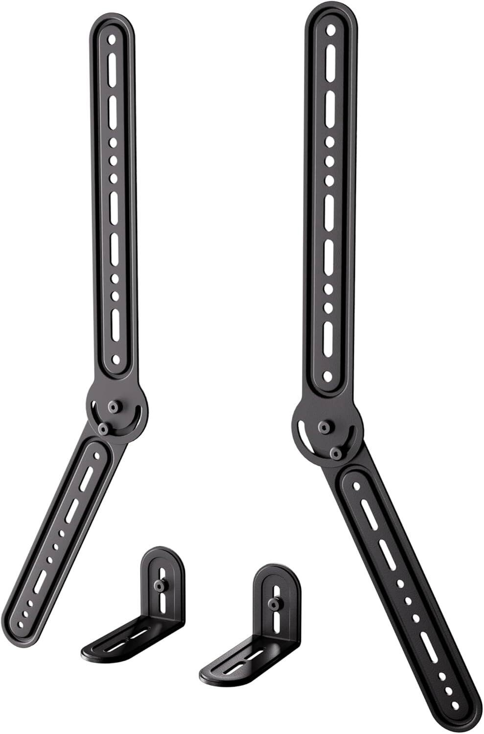 Front. Schertz - Soundbar Mount Bracket with 180° Adjust & L-Hooks, Holds 22 lbs - Black.