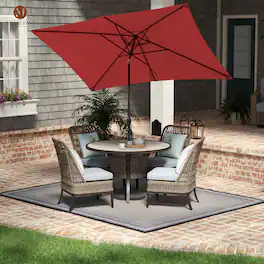 Mondawe - 10' x 6'5ft Patio Umbrella Rectangular Market Umbrella with Push Button Tilt & Crank - Red