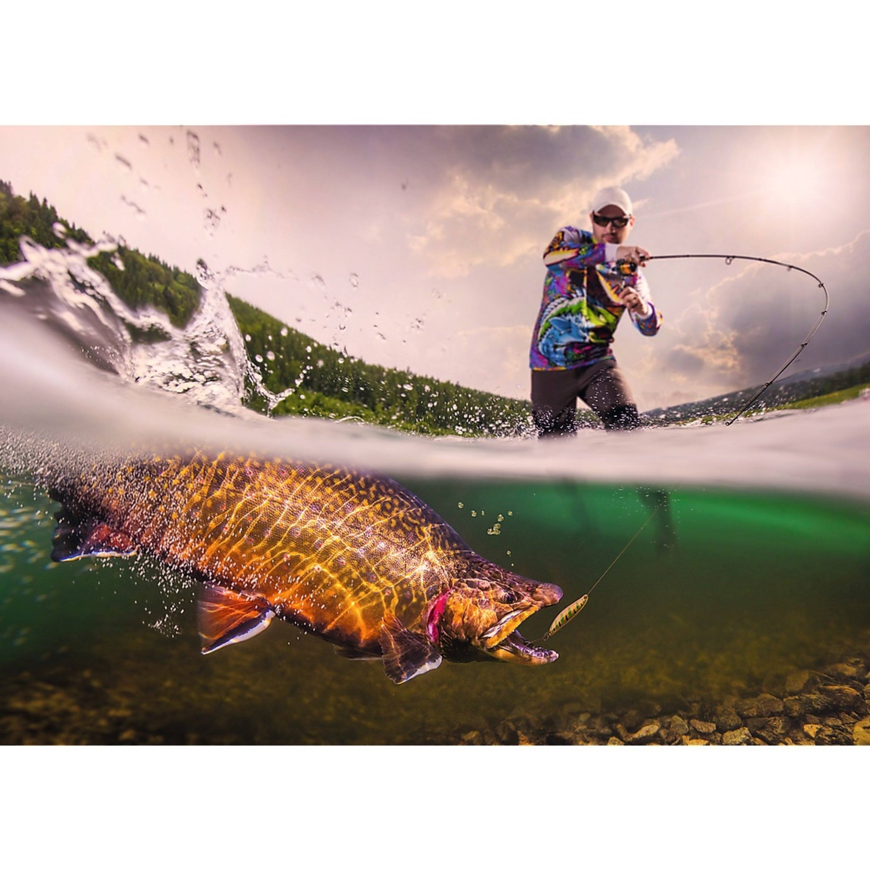 Alt View 1. Trefl - Trefl Red 500 Piece Puzzle - Nature - Fisherman with the Catch.