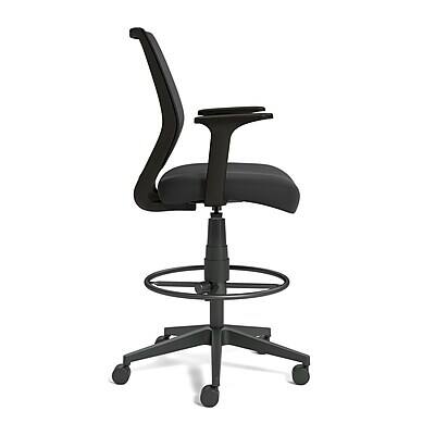 Alt View 1. Staples - Staples Essentials Fabric Drafting Chair with Backrest and Footrest, Black (UN59384) - Black.