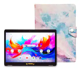 LINSAY - 10.1"Octa Core 256GB Storage Android 15 Tablet with Marble Case - Pink
