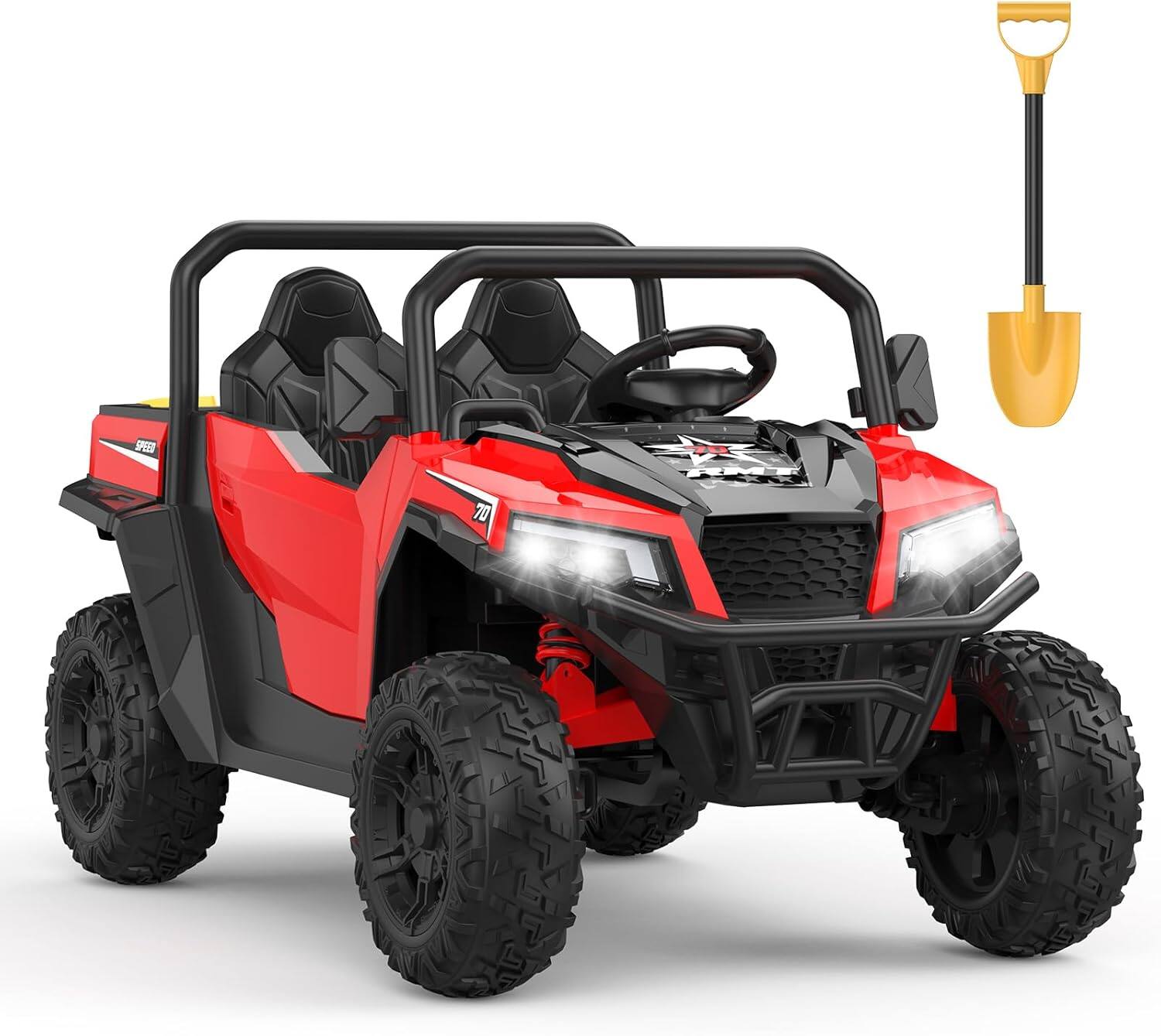 Front. Homhougo - 24V Kids Ride On Dump Truck with Remote Control, 4WD Electric Tractor with Dump Bed & - Red.