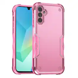 Kitcheniva - Rugged Grip Heavy Duty Shockproof Phone Case With Tempered Glass For Samsung A16 5G - Pink