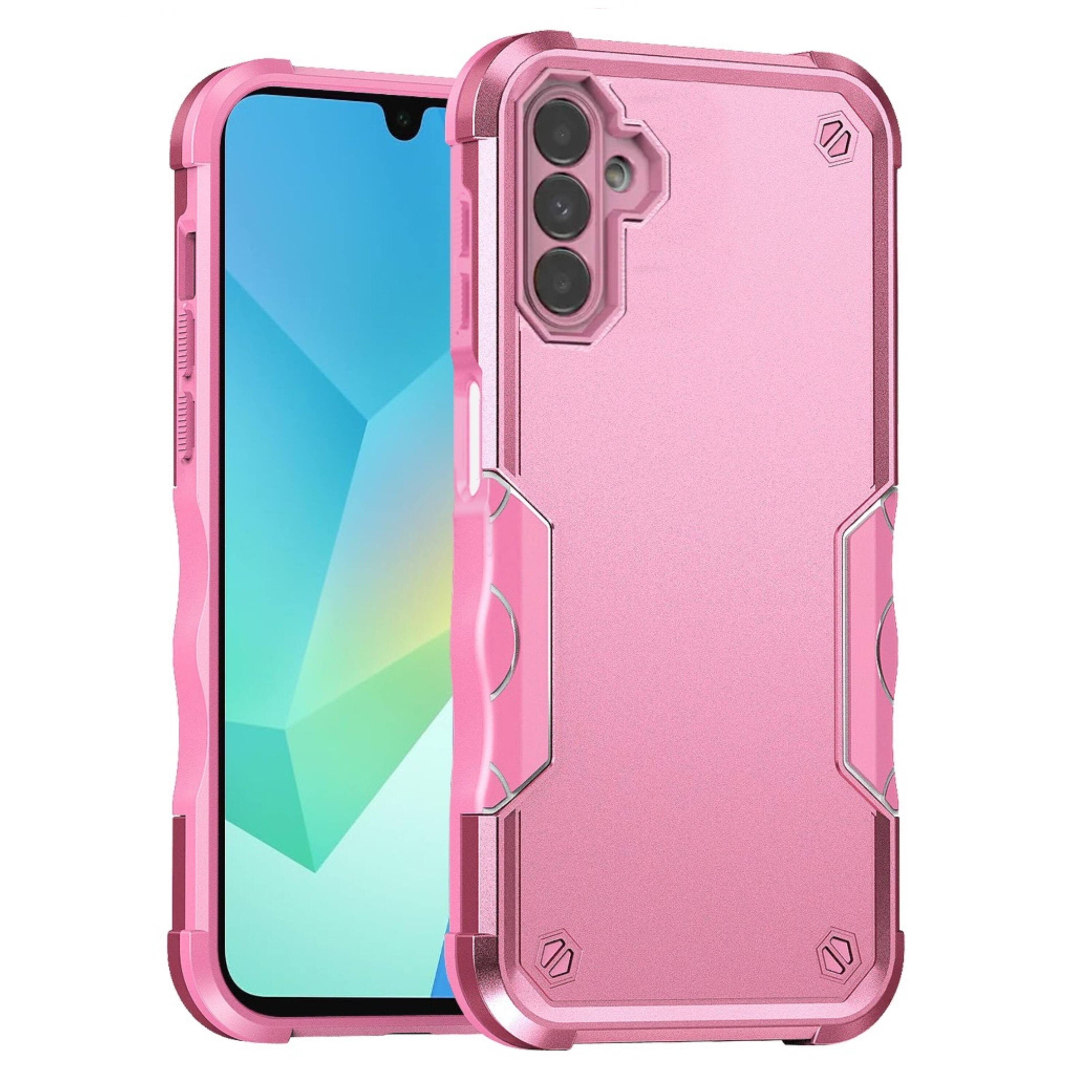 Front. Kitcheniva - Rugged Grip Heavy Duty Shockproof Phone Case With Tempered Glass For Samsung A16 5G Pink - Pink.