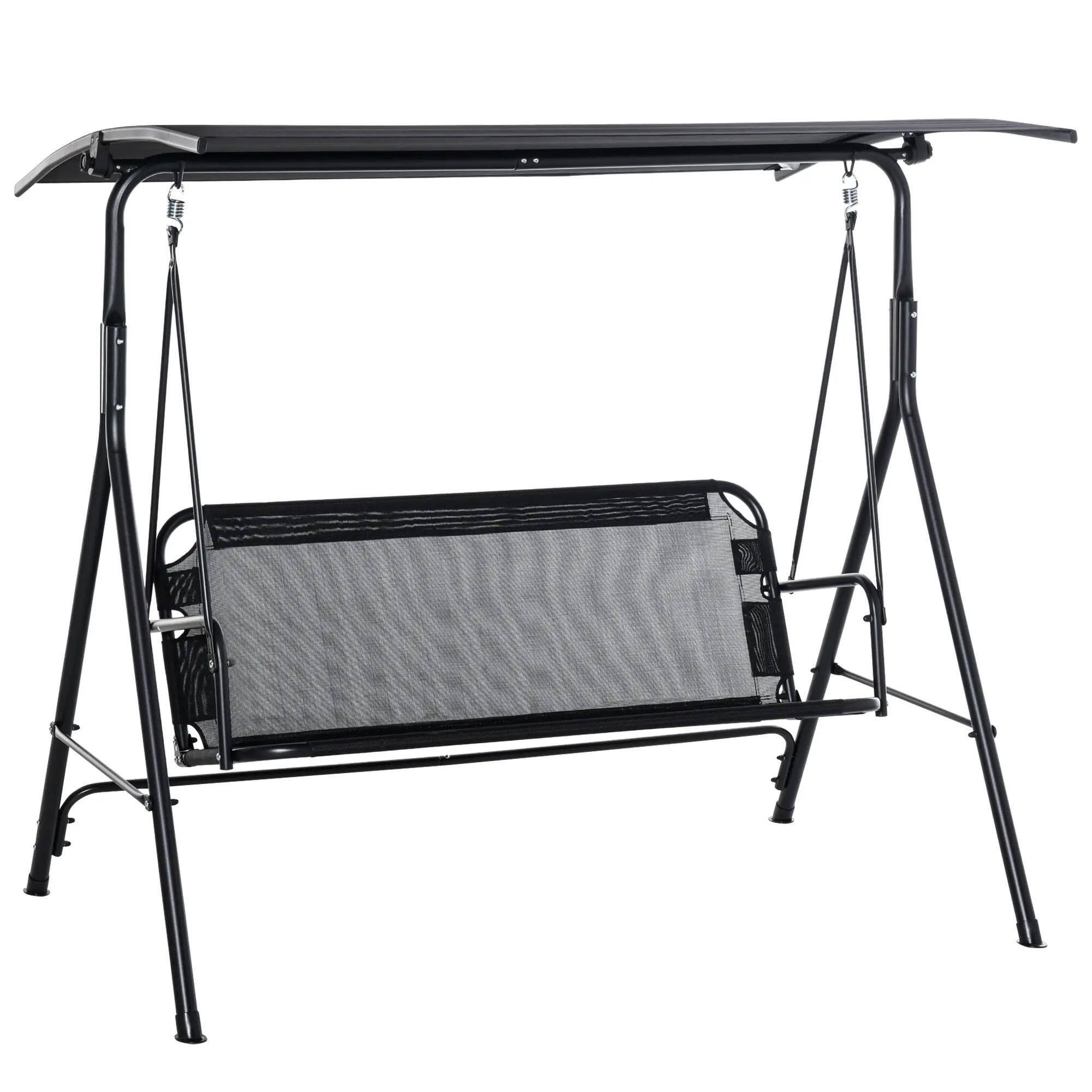 Angle. Resenkos - Resenkos 2-Seater Swing Chair, Outdoor Porch Swing With Adjustable Canopy, Comfortable Armrests,  Black.
