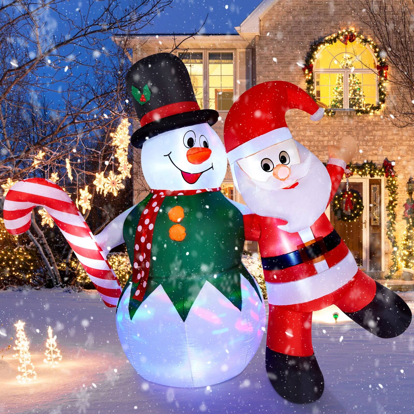 Alt View 1. CAMULAND - 6FT Inflatable Snowman Santa Claus Christmas Decorations - White Red.