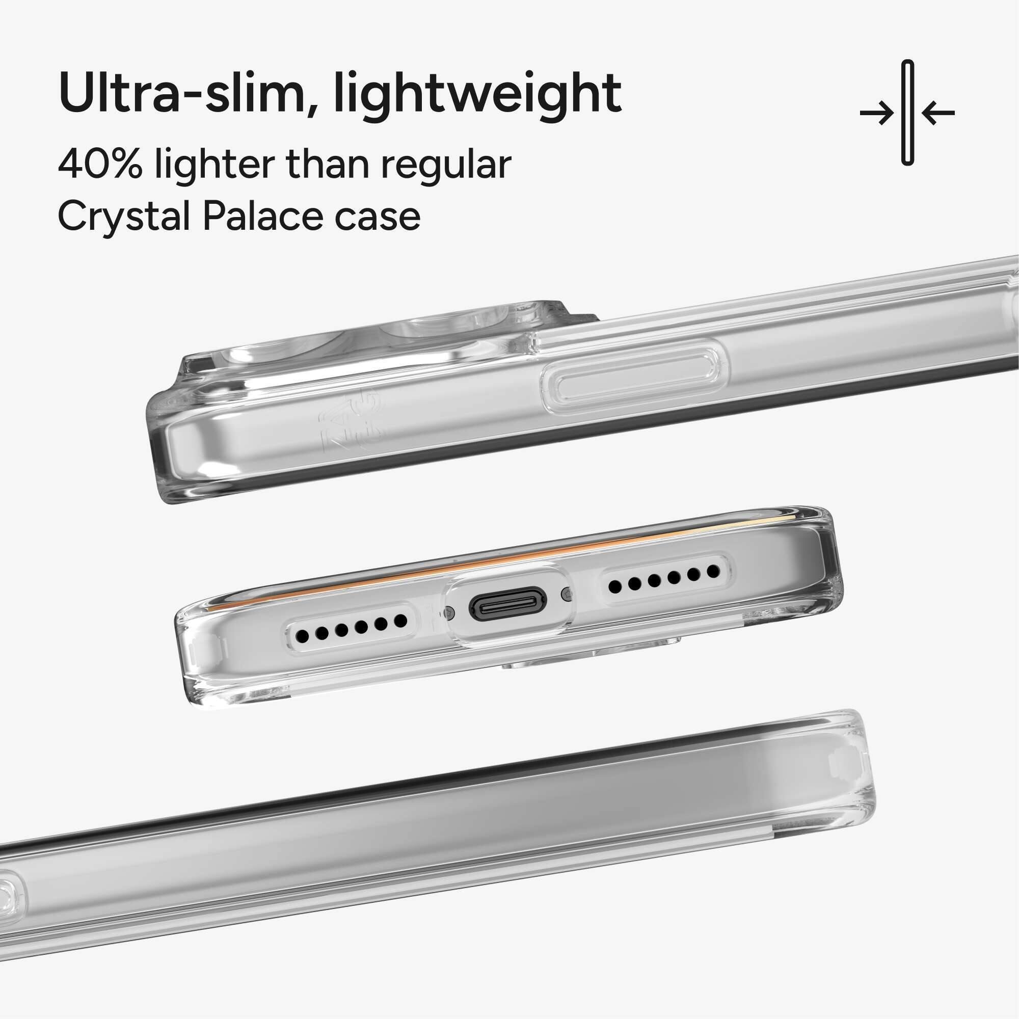 Ultra-slim, lightweight  
40% lighter than regular Crystal Palace case