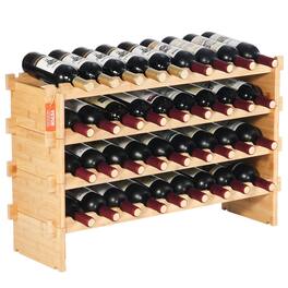 VEVOR - 36 Bottle Stackable Modular Wine Rack, 4-Tier Solid Bamboo Wood Storage Racks - Natural Color